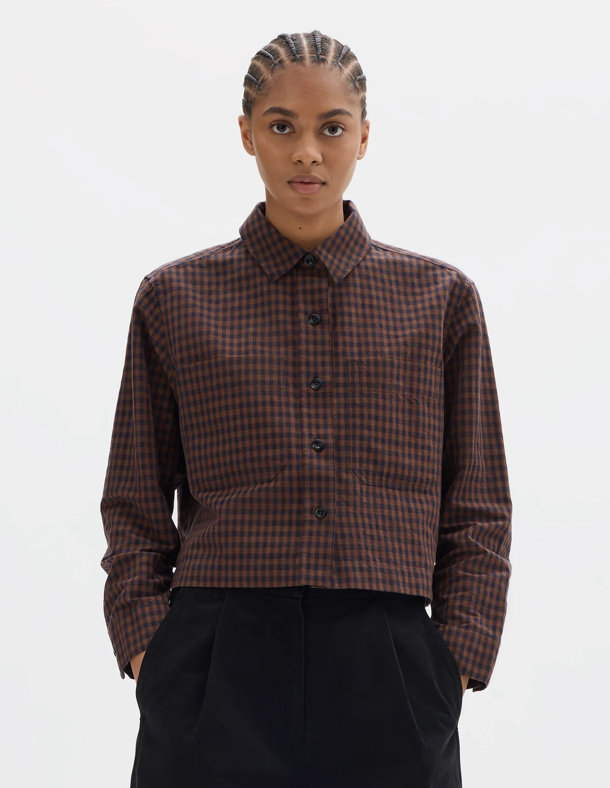 DOUBLE POCKET SHIRT - GINGHAM CHESTNUT/INK