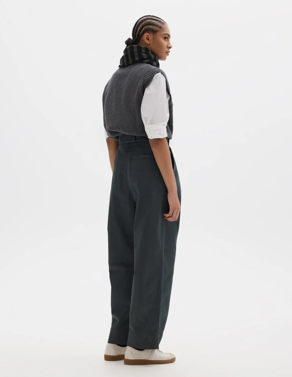 SIMPLE PLEAT TROUSERS SOFT COTTON DRILL - STORM