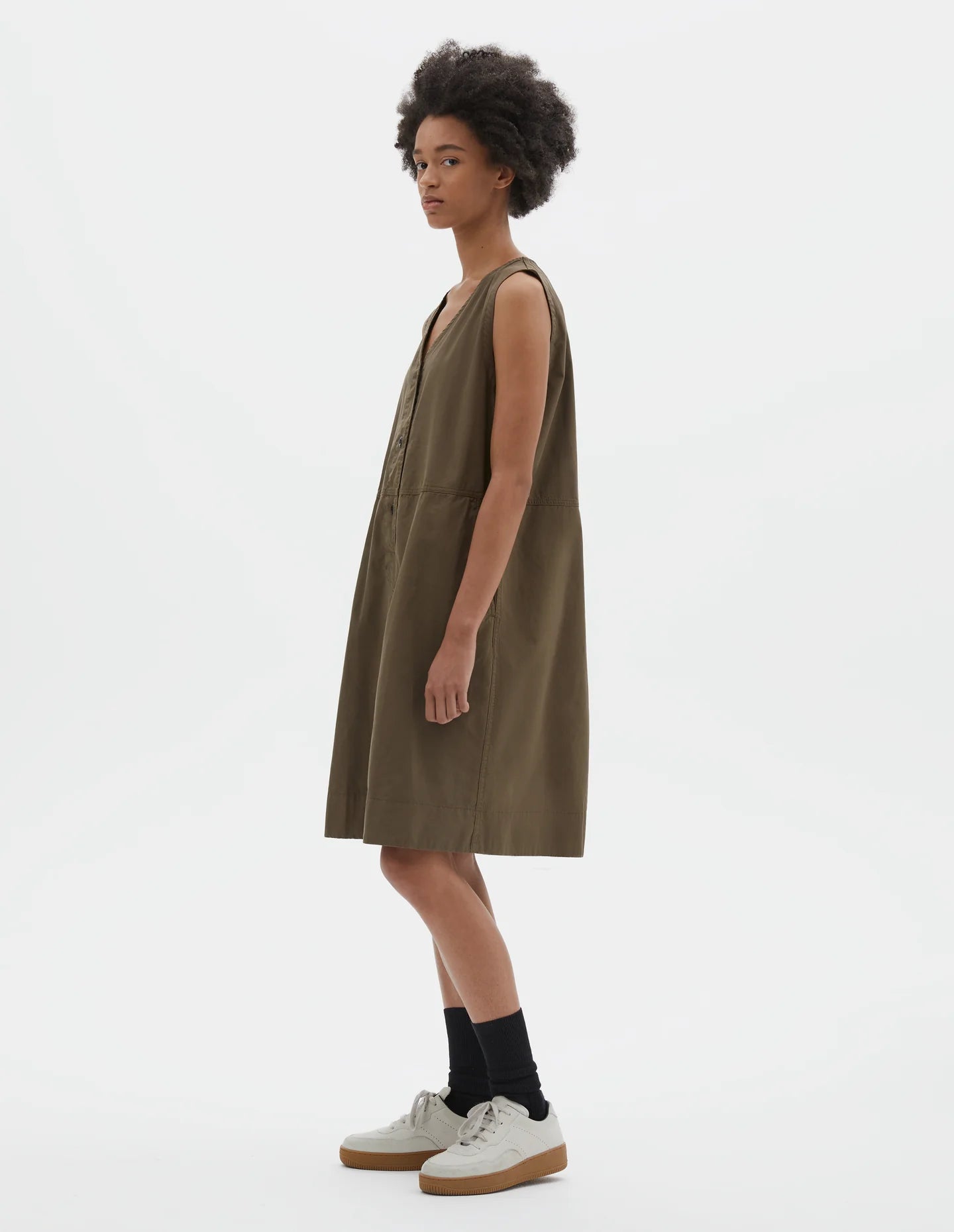 UNIFORM DRESS - SANDED COTTON POPLIN - UMBER