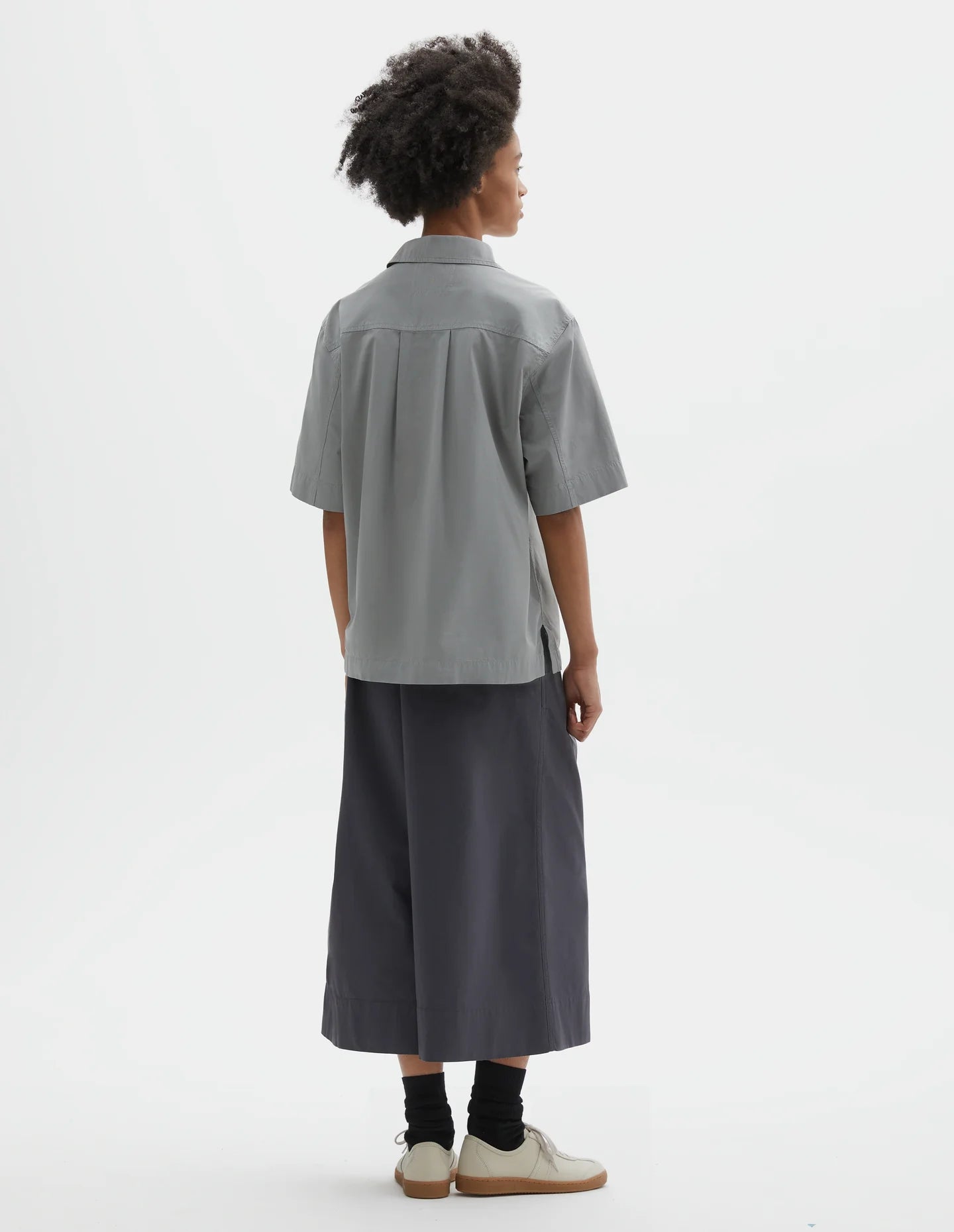 COTTON HALF ZIP SHIRT - FOG