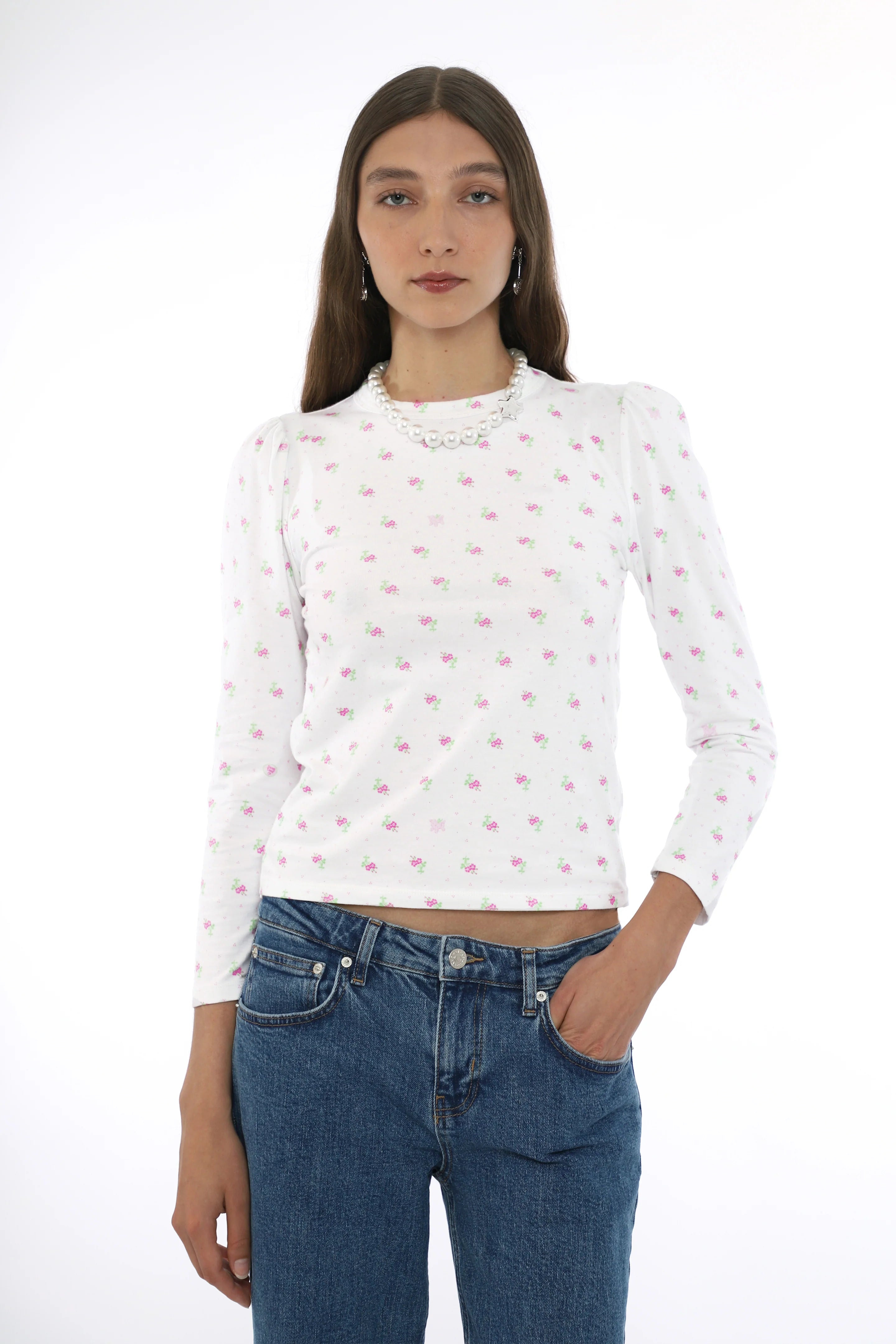 FLOWER NAP TOP - WHITE MULTI