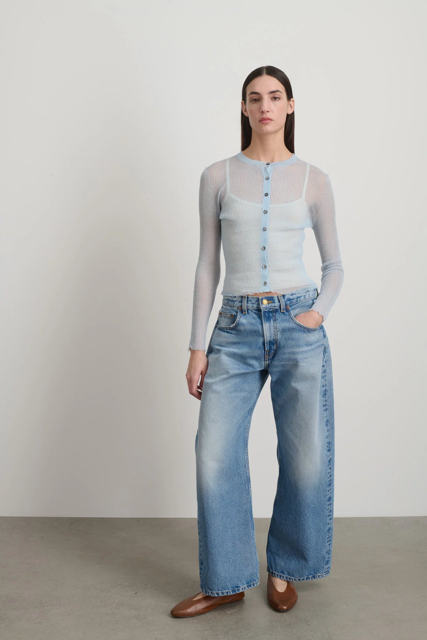 SHEER CARDIGAN - PALE BLUE