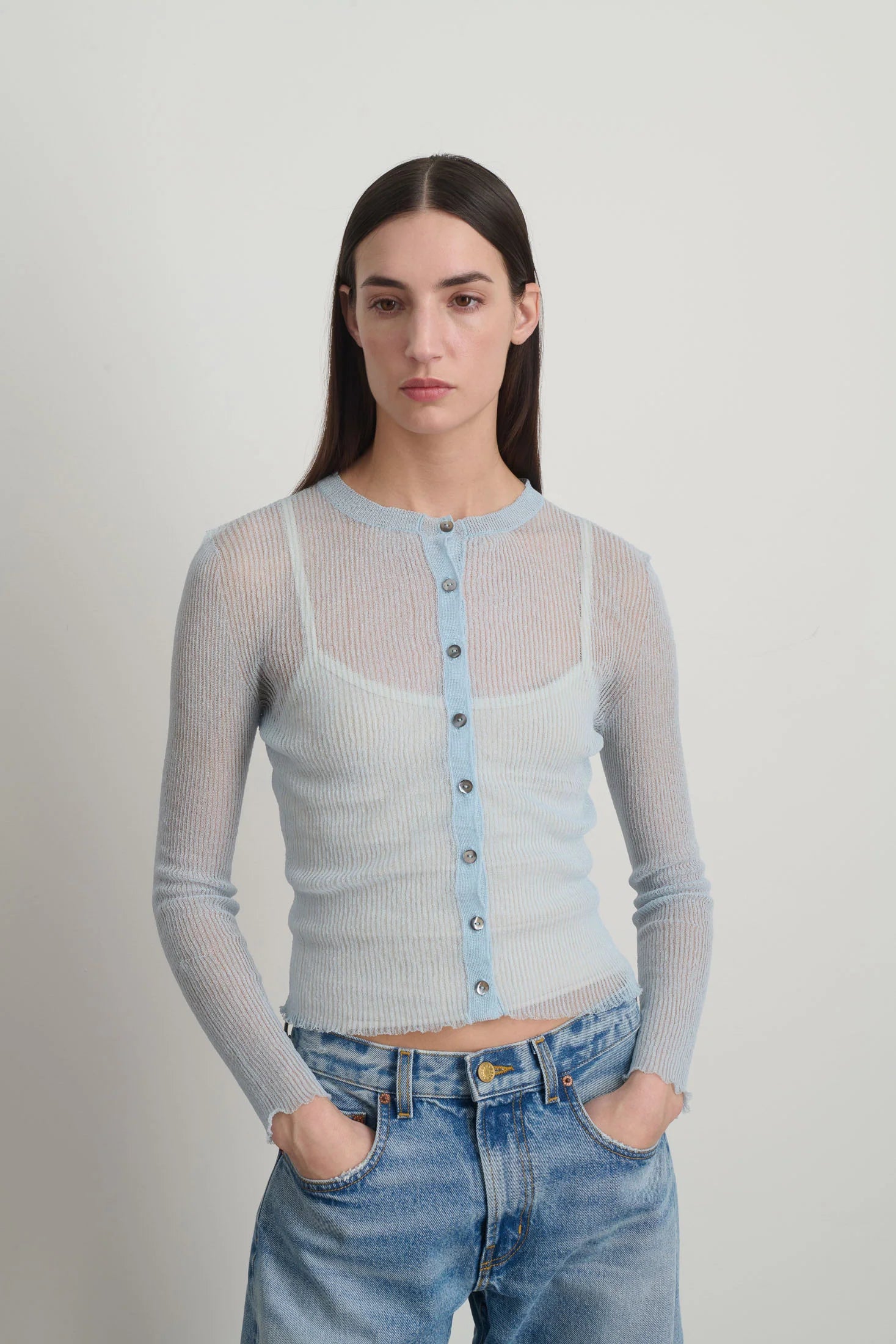 SHEER CARDIGAN - PALE BLUE