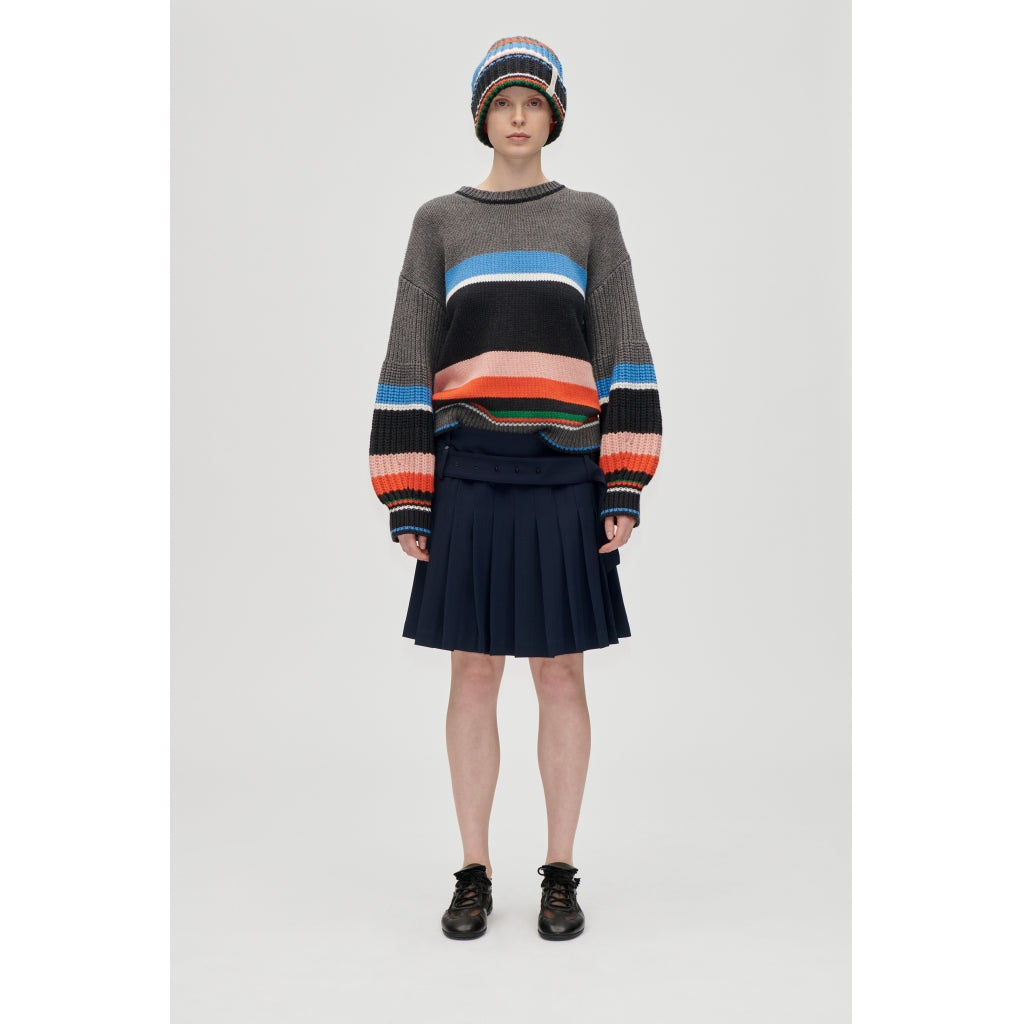 CREWNECK CHUNKY SLEEVE SWEATER - CHUNKY STRIPES