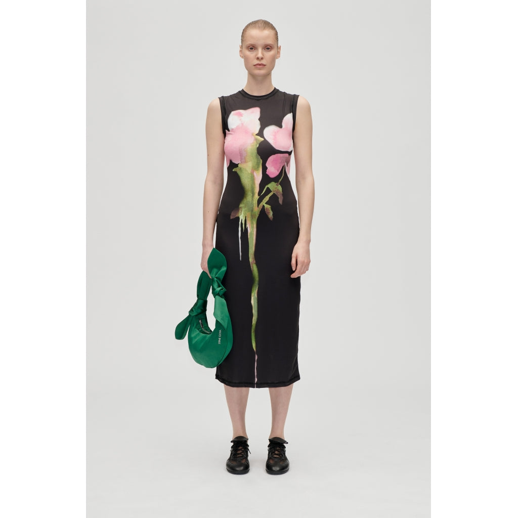 ELASTIC TANK CREWNECK DRESS - MELTING FLOWERS