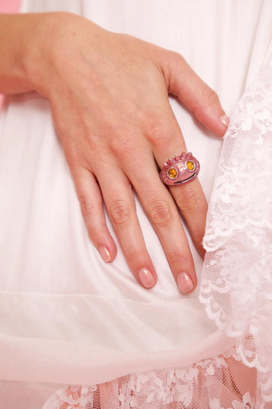 LIBERTY FROG RING - SOFT PINK