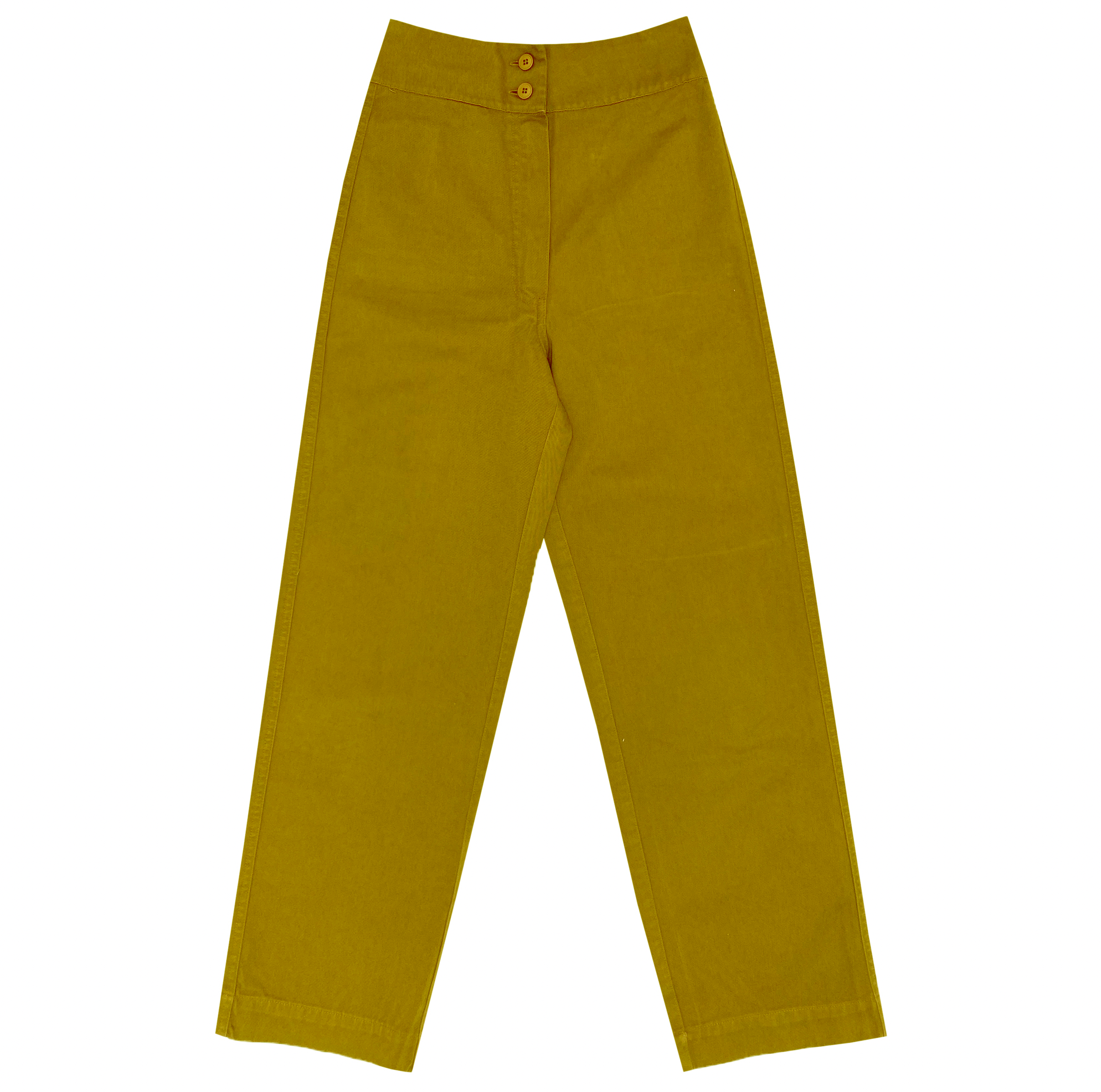 SAMPLE - COTTON FLY FRONT PANT - MARIGOLD