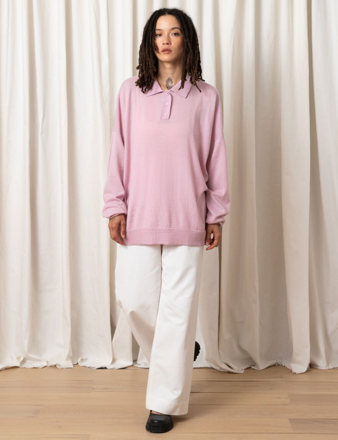 SAMPLE - OVERSIZED POLO PULLOVER - PINK