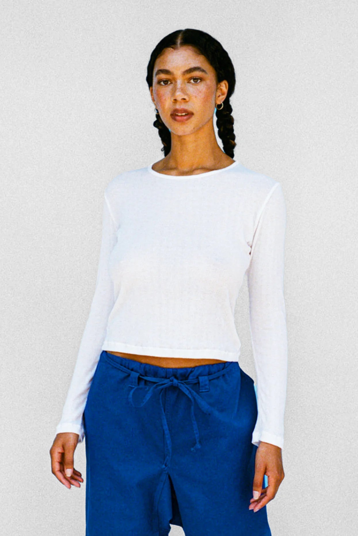 POINTELLE PERLA LONG SLEEVE TEE - WHITE