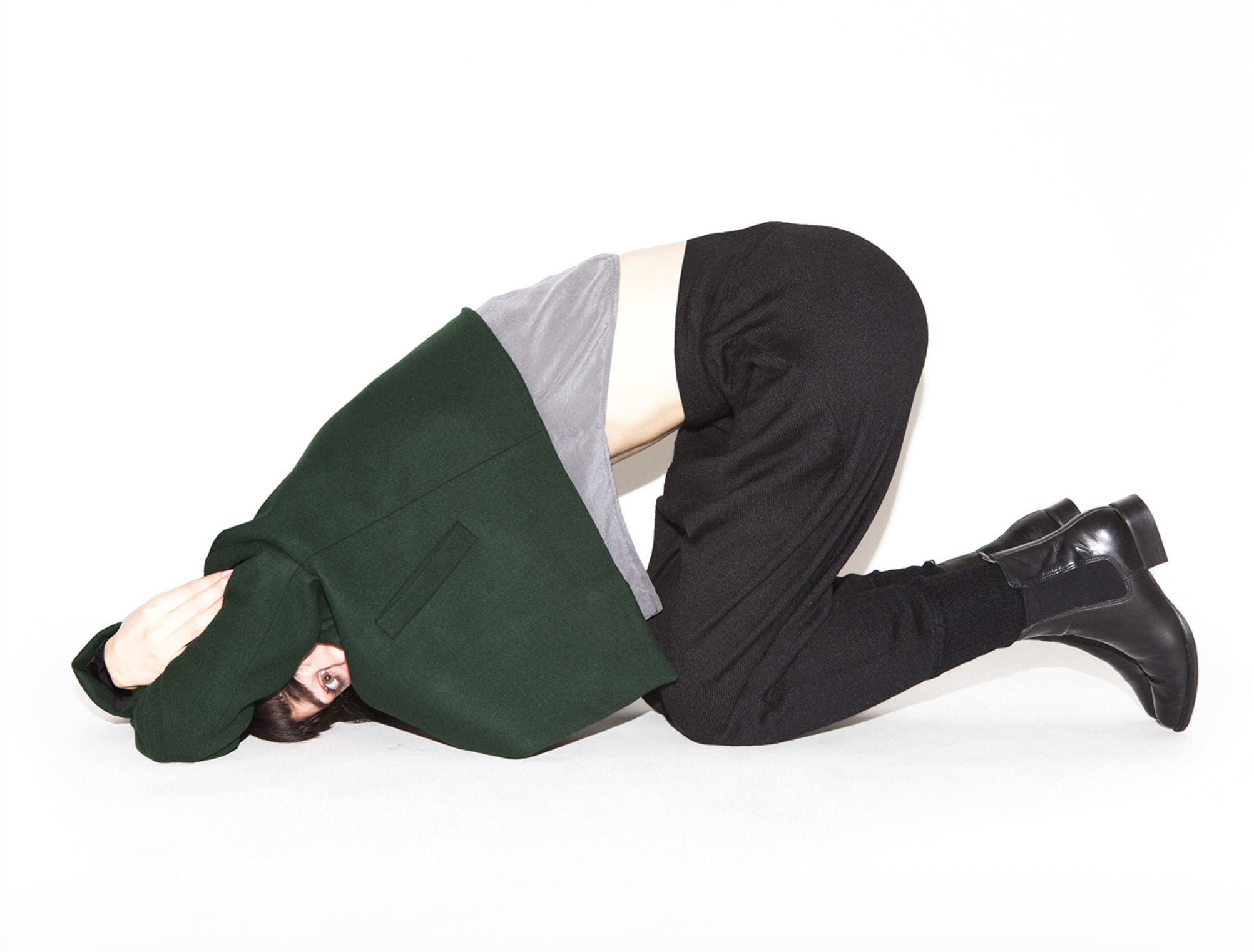 SAMPLE - WOOL COLLARLESS BLAZER - HUNTER GREEN
