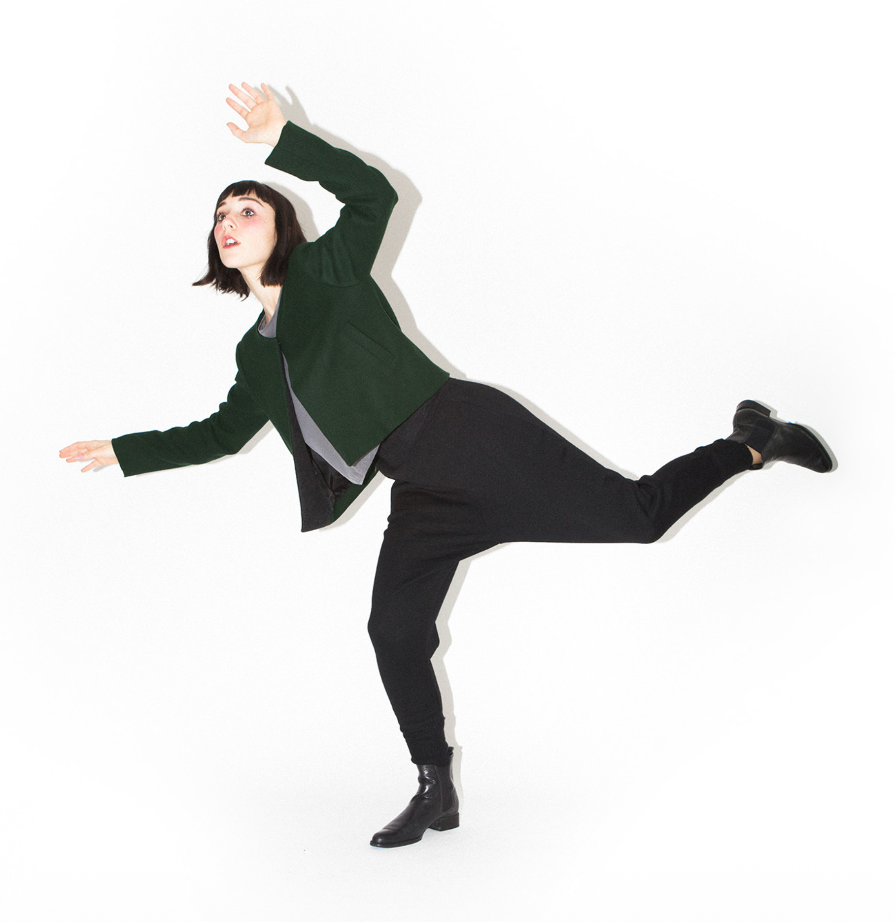 SAMPLE - WOOL COLLARLESS BLAZER - HUNTER GREEN