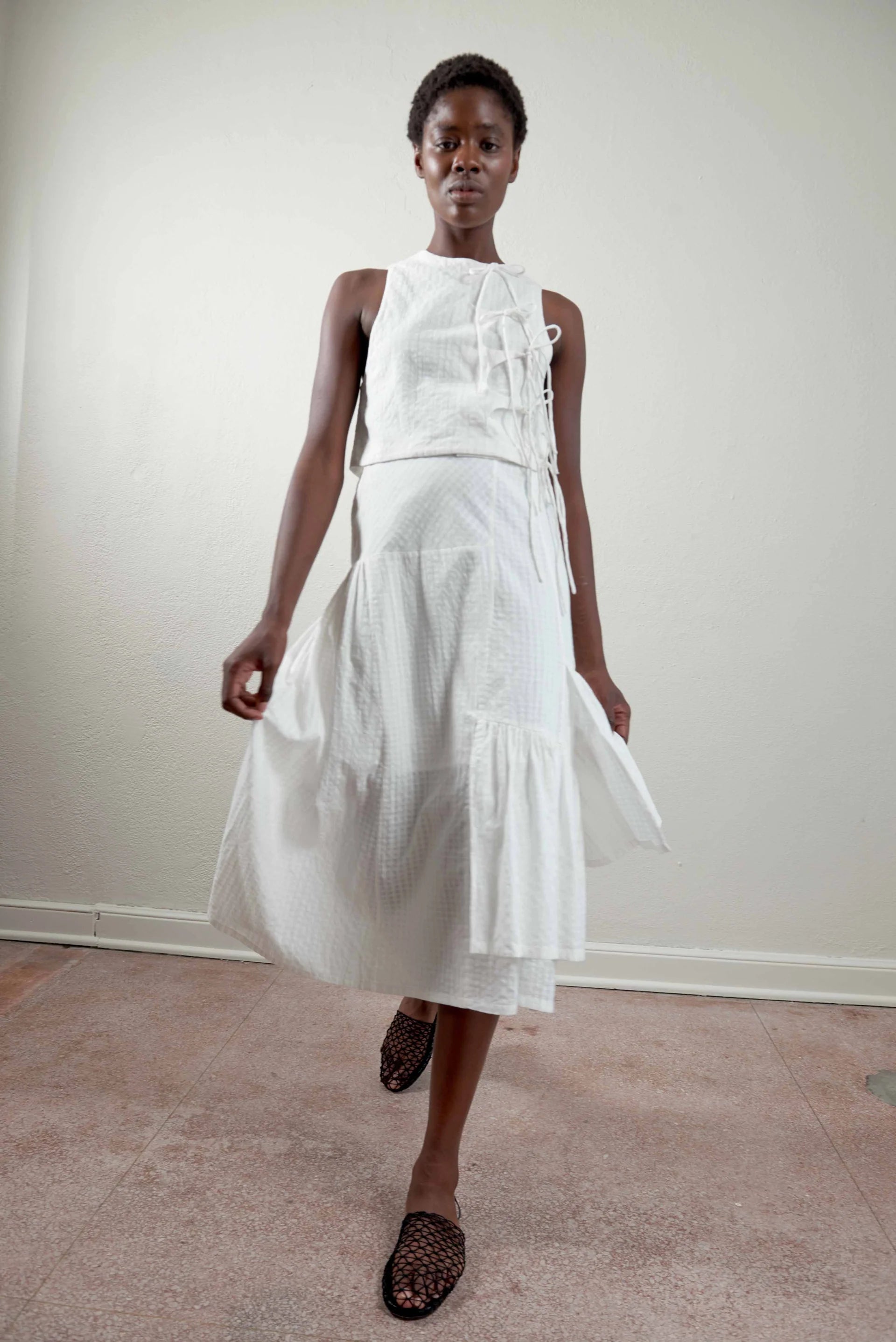 TAHINI TOP - SALT GINGHAM