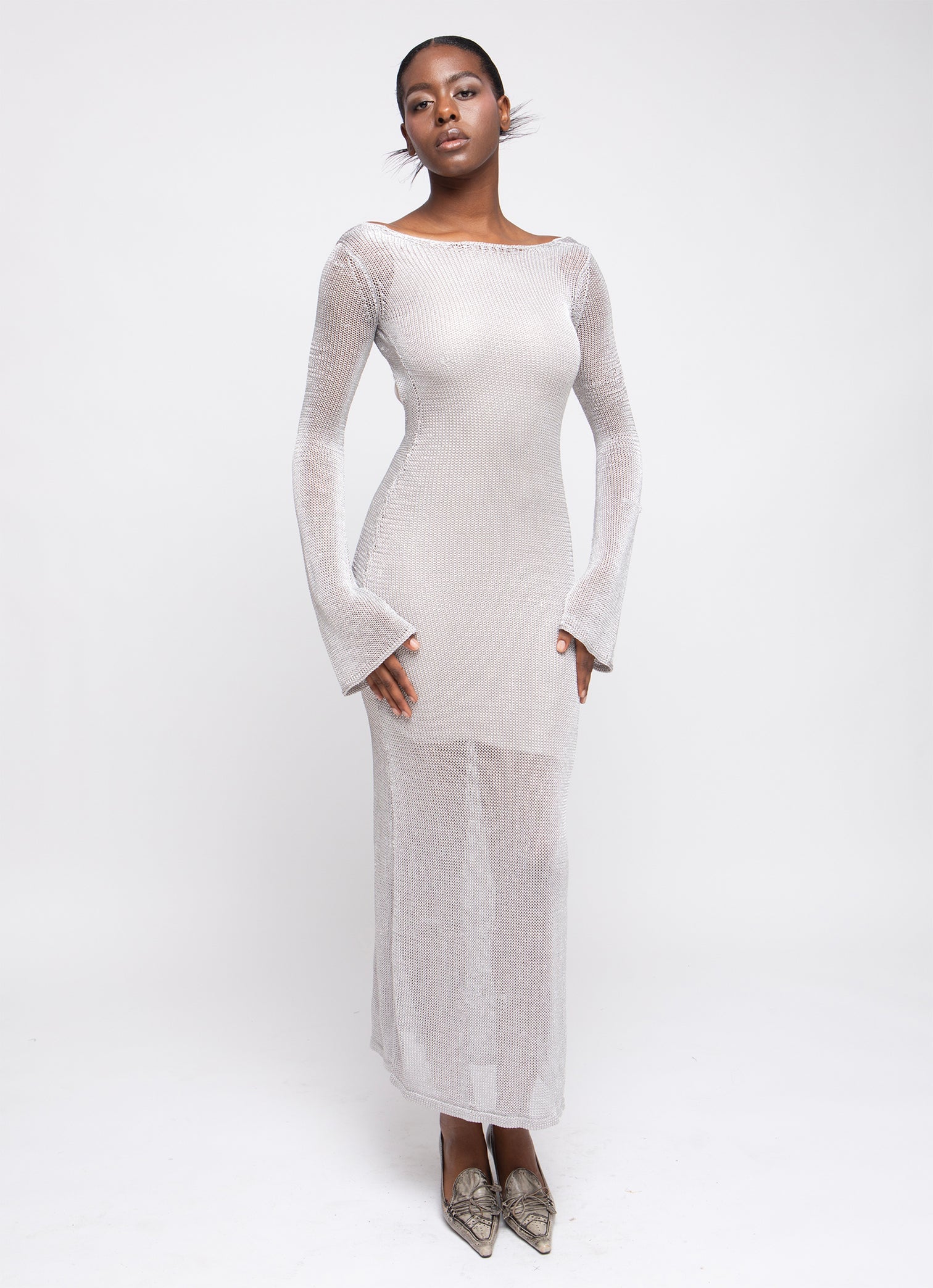 ESTELLE KNIT DRESS - SILVER