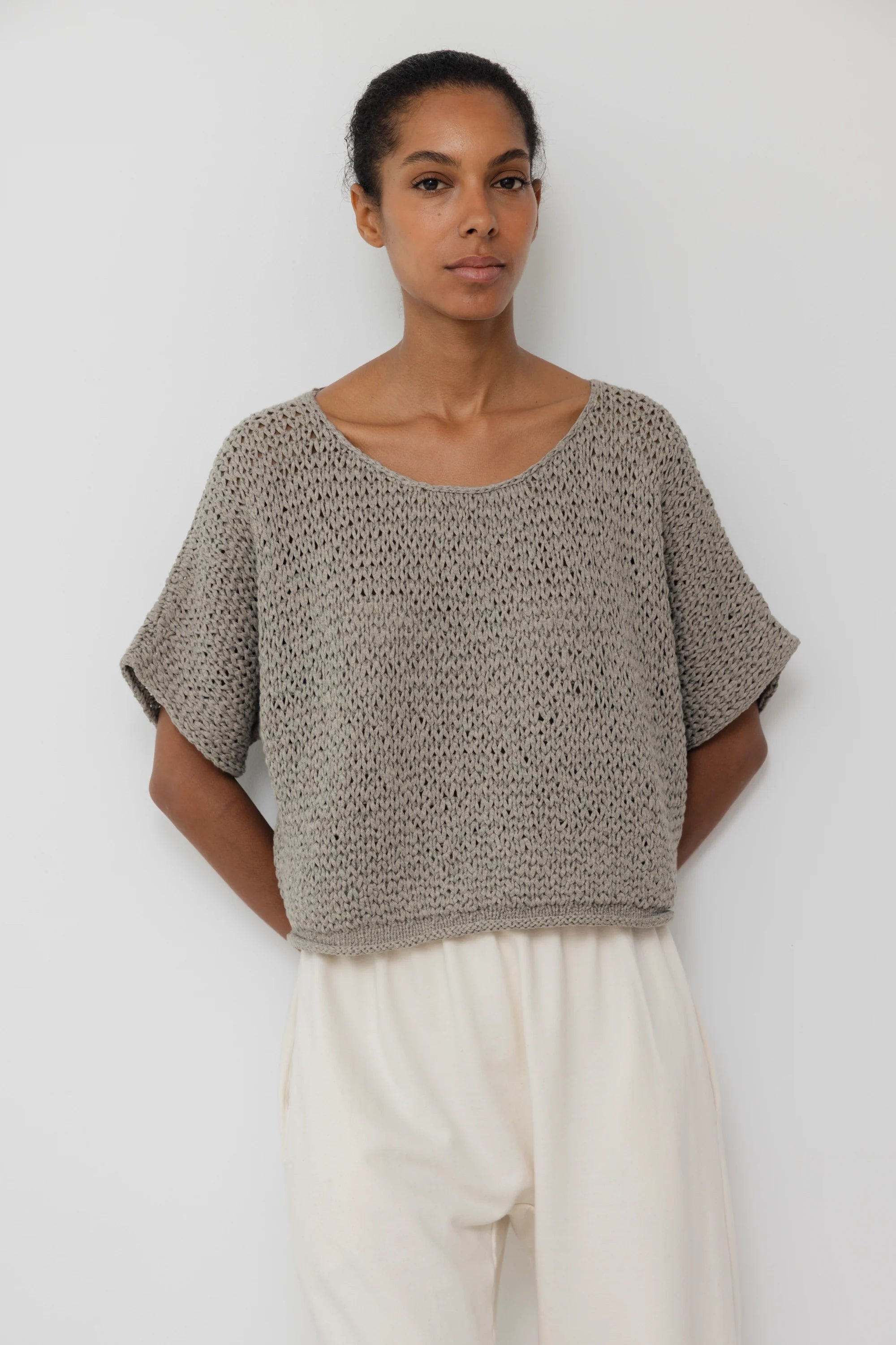 HAND KNIT TEE - SHALE