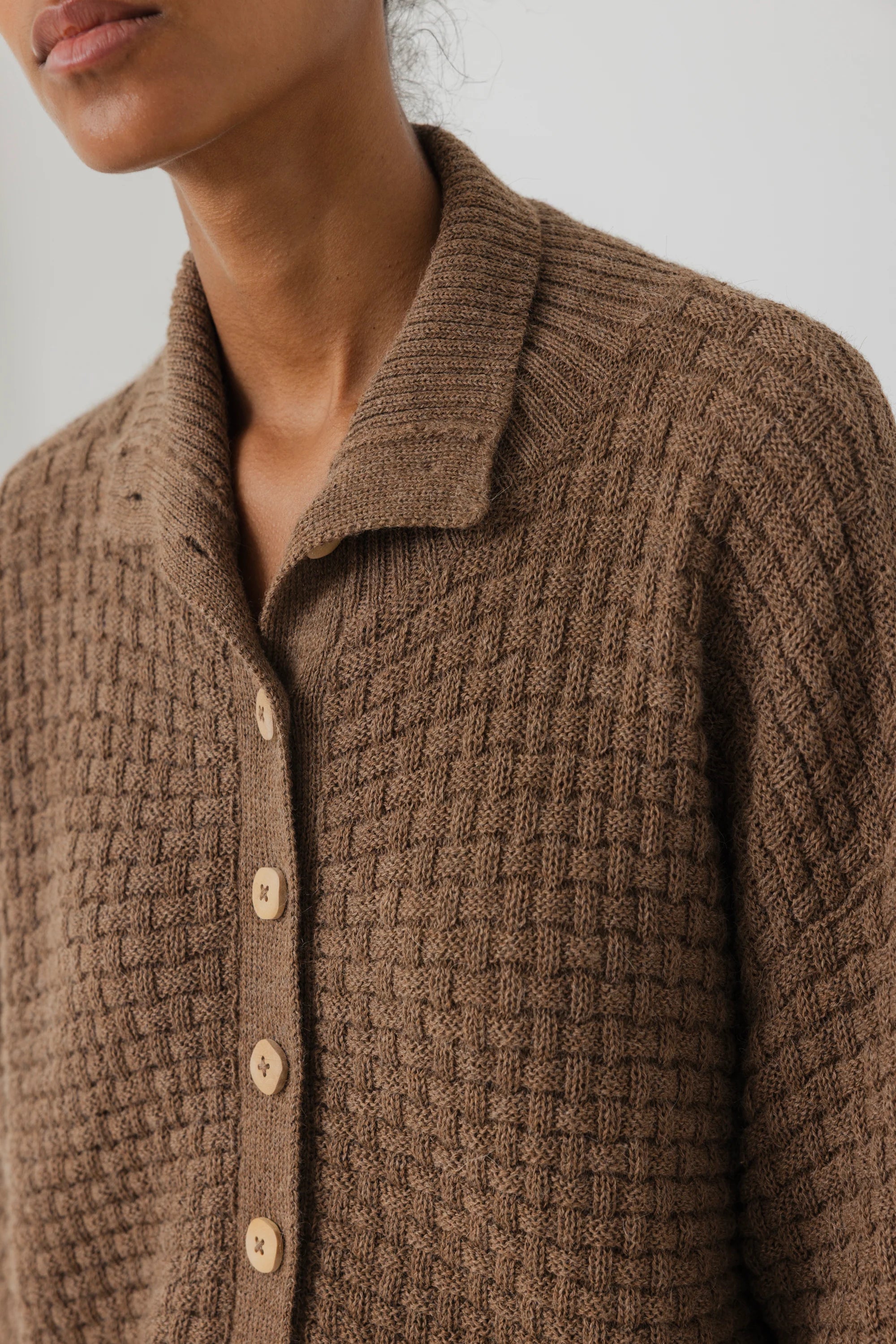 LATICE CARDIGAN - CAMEL