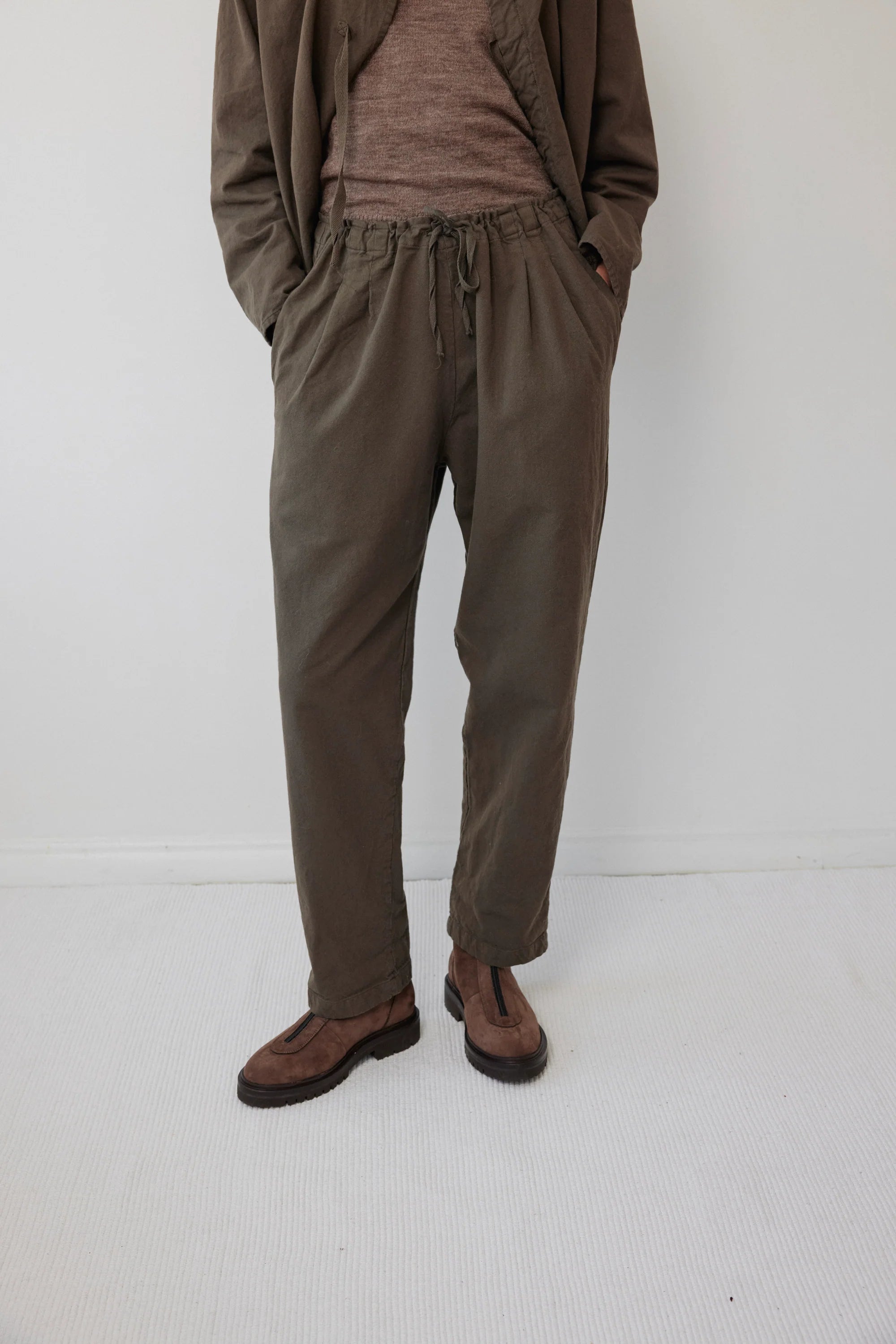 DRAWSTRING TROUSER - SUEDE