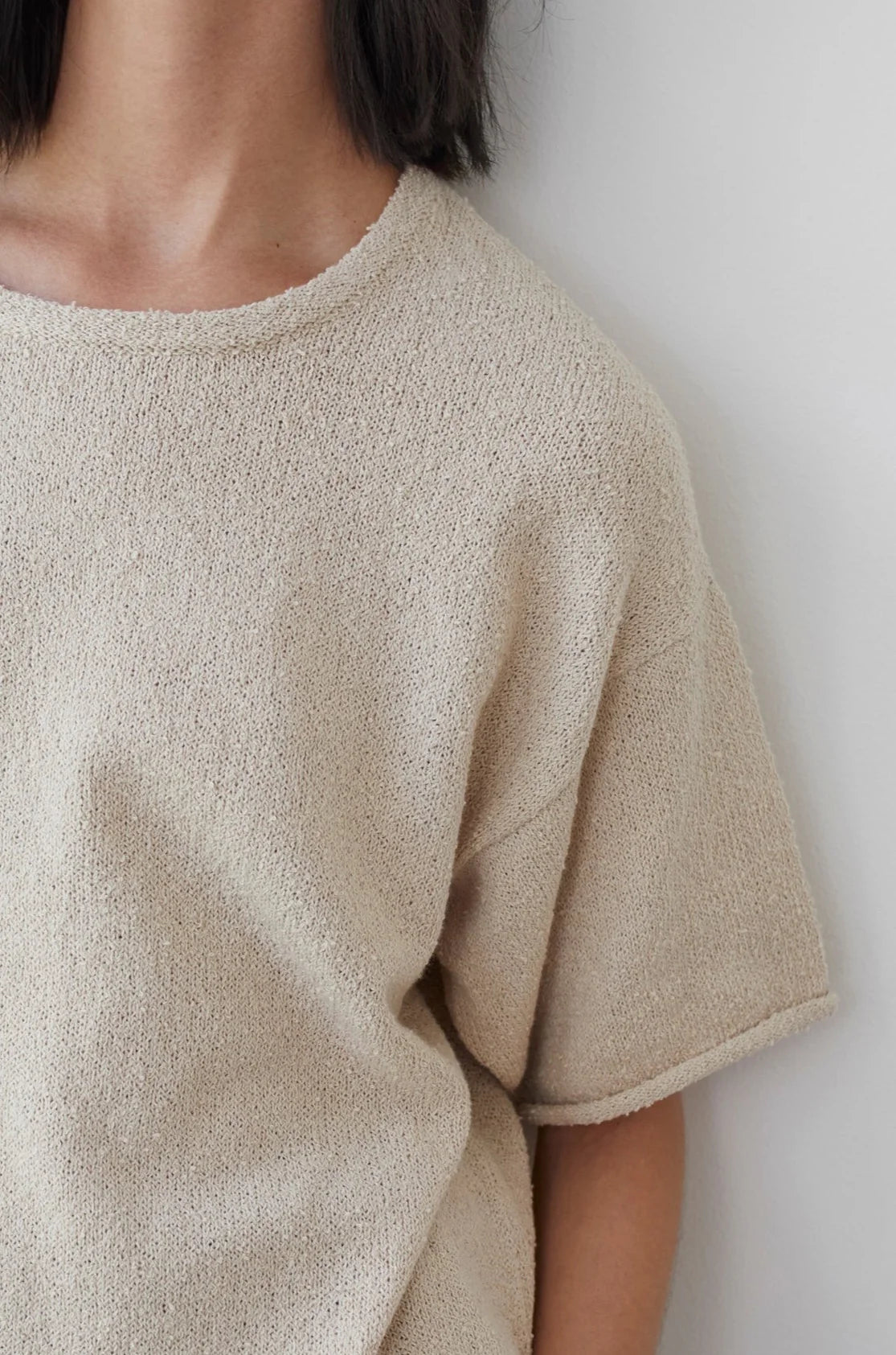 BOUCLE TEE - ALMOND