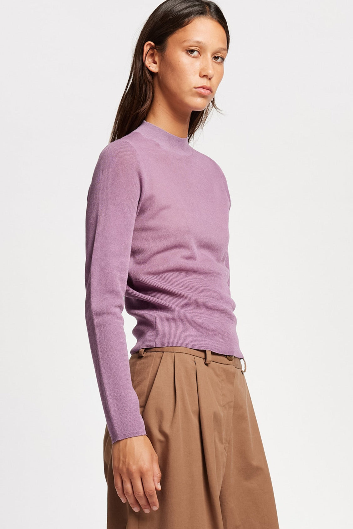 CLARITY SLIM CREW KNIT - MAUVE