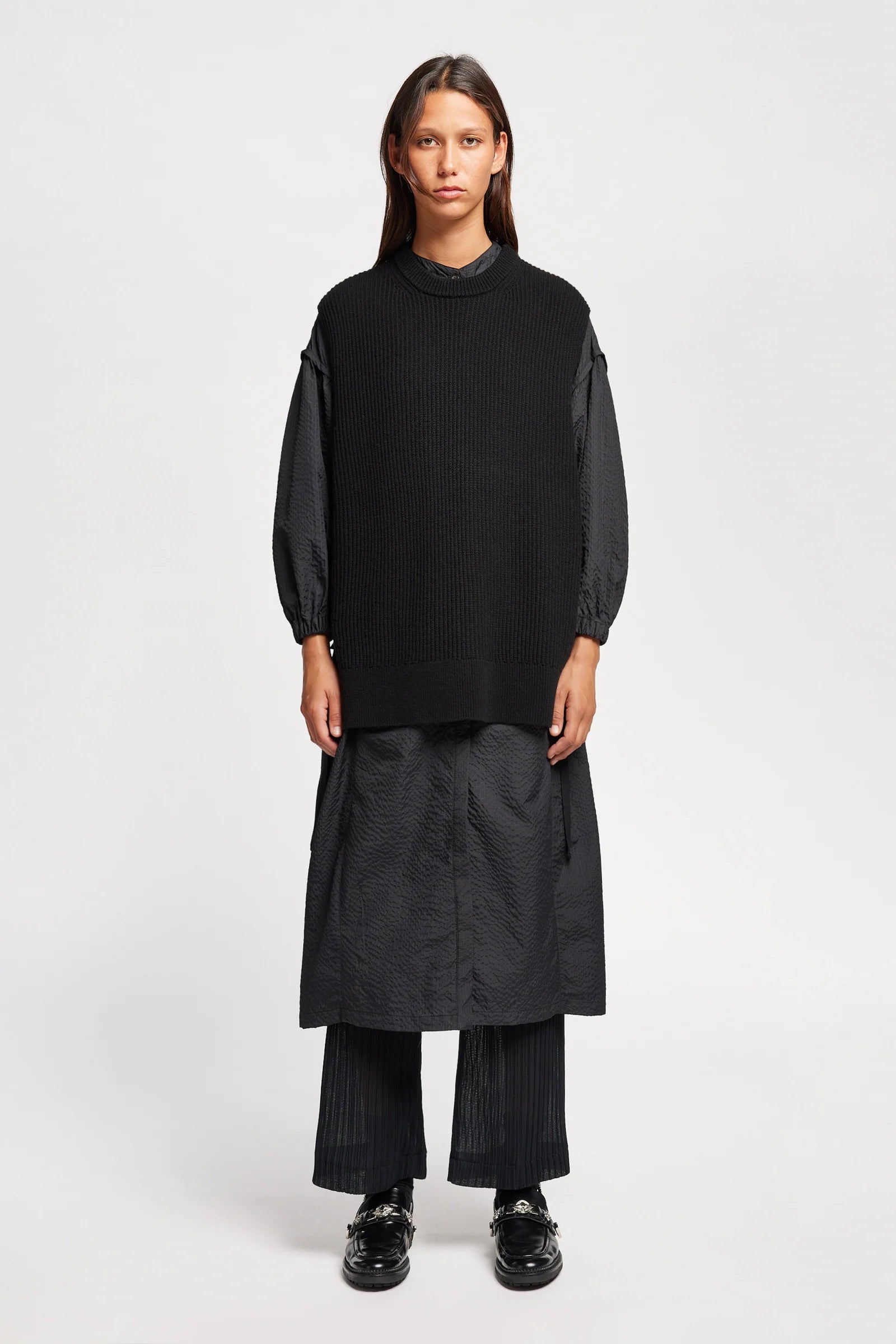 SHARD RIBBED VEST - BLACK