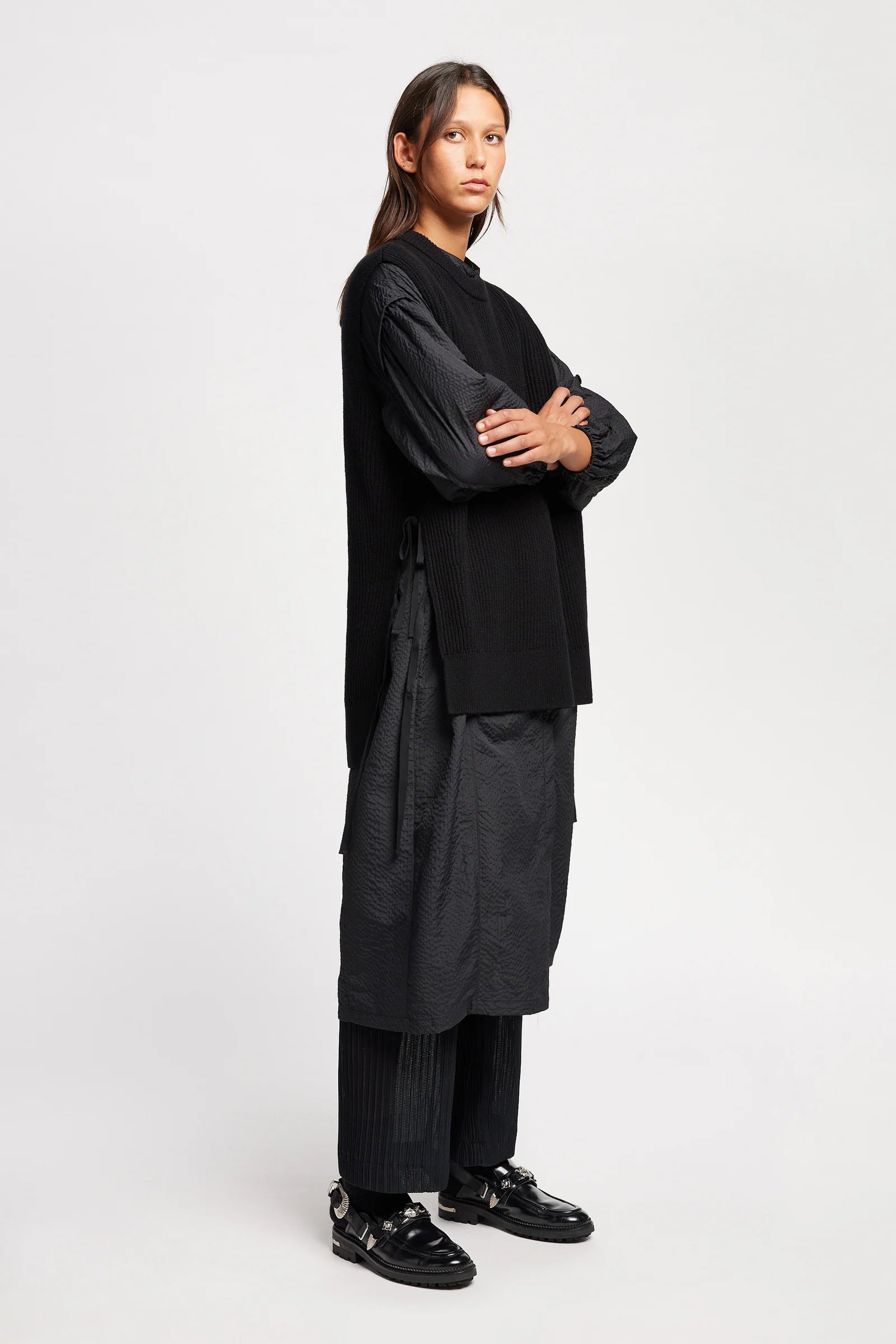 SHARD RIBBED VEST - BLACK