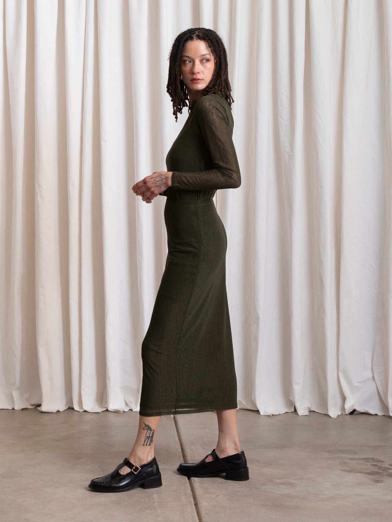MESH LS TOP - OLIVE