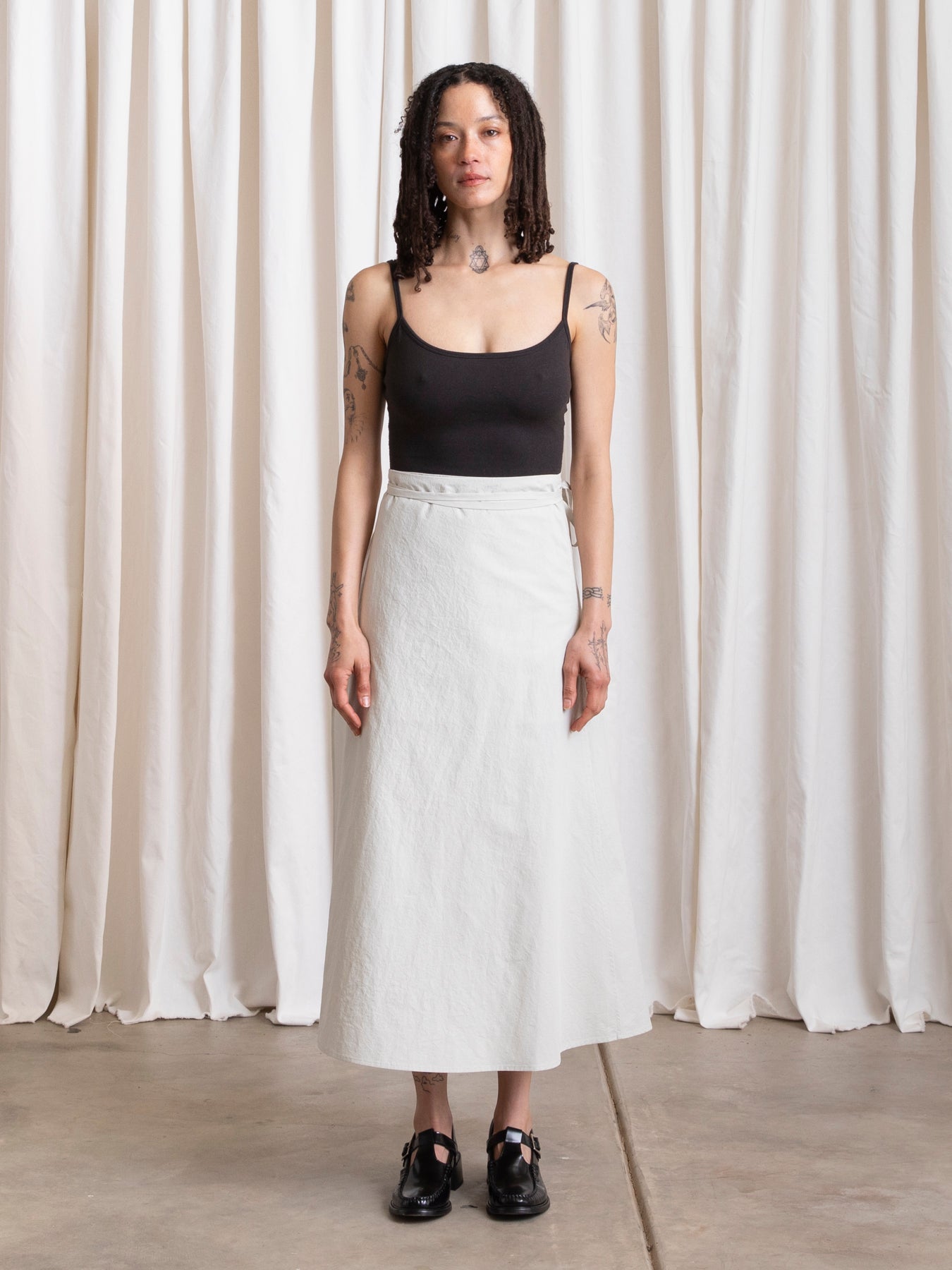 WRAP MIDI SKIRT - ECRU