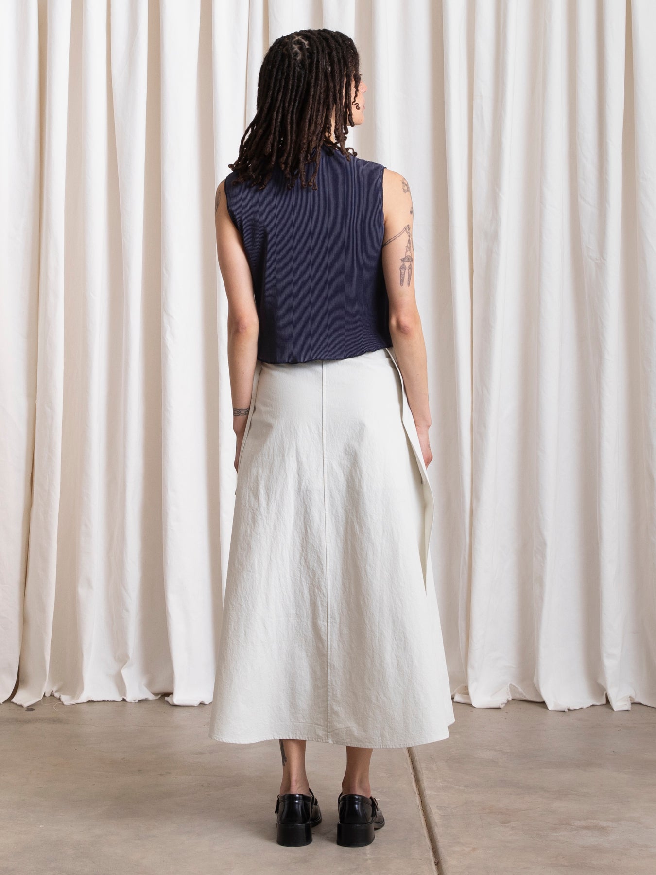 WRAP MIDI SKIRT - ECRU