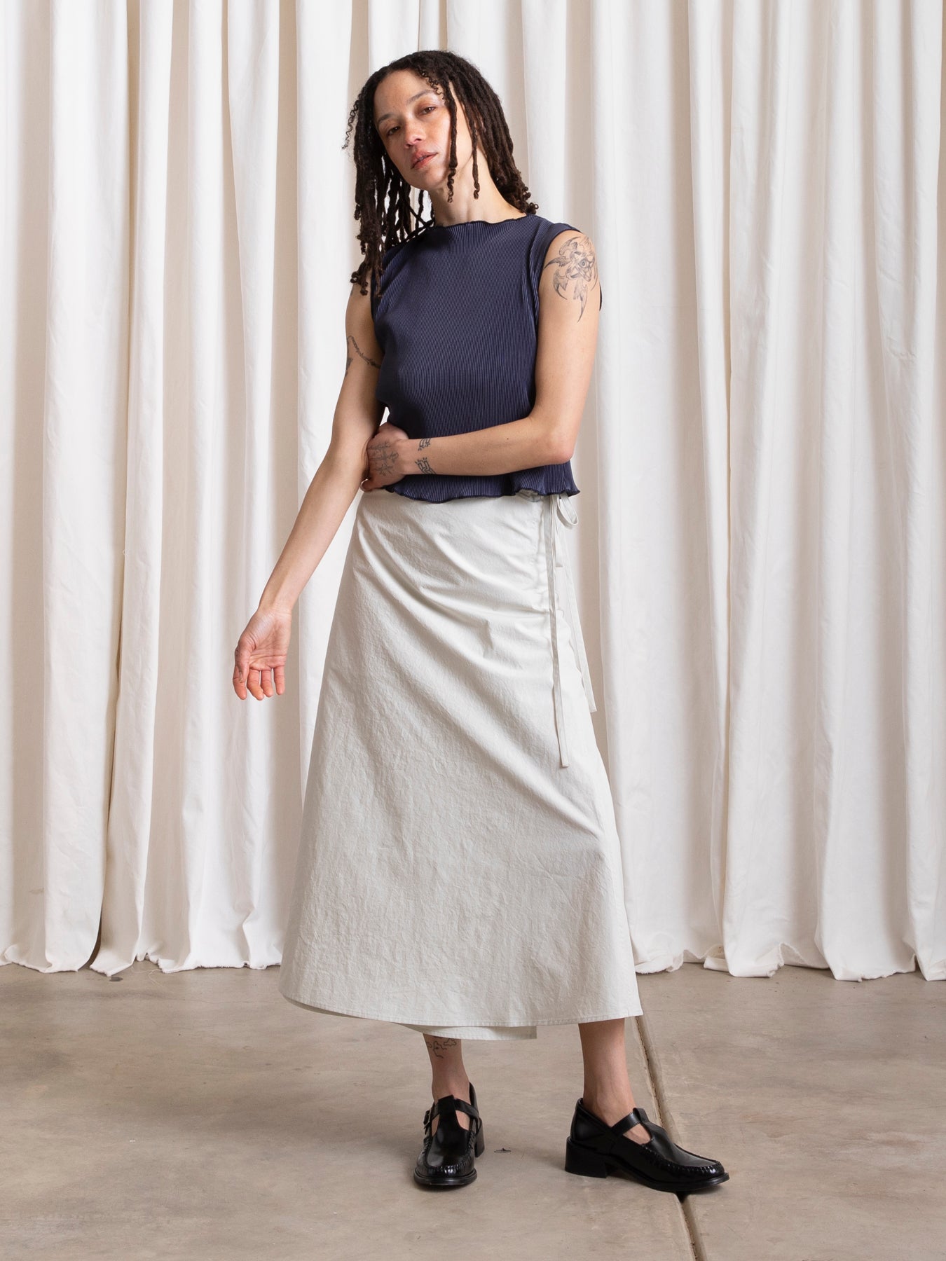 WRAP MIDI SKIRT - ECRU