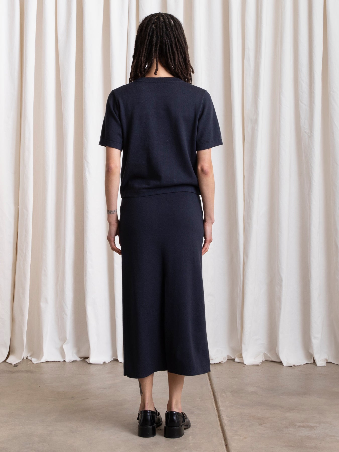 THICK KNIT T-SHIRT - NAVY
