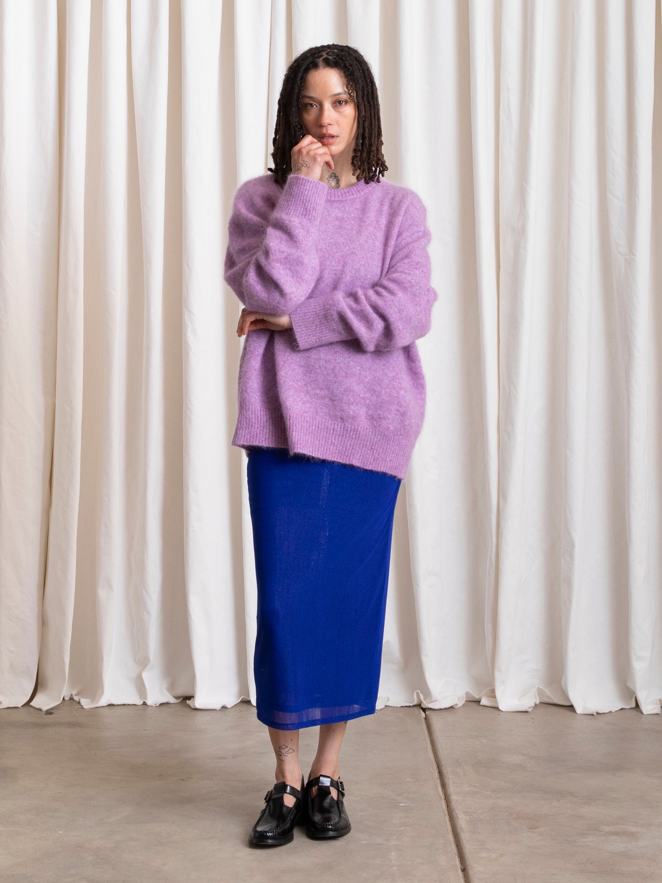 OVERSIZED MOHAIR PULLOVER -LILAC