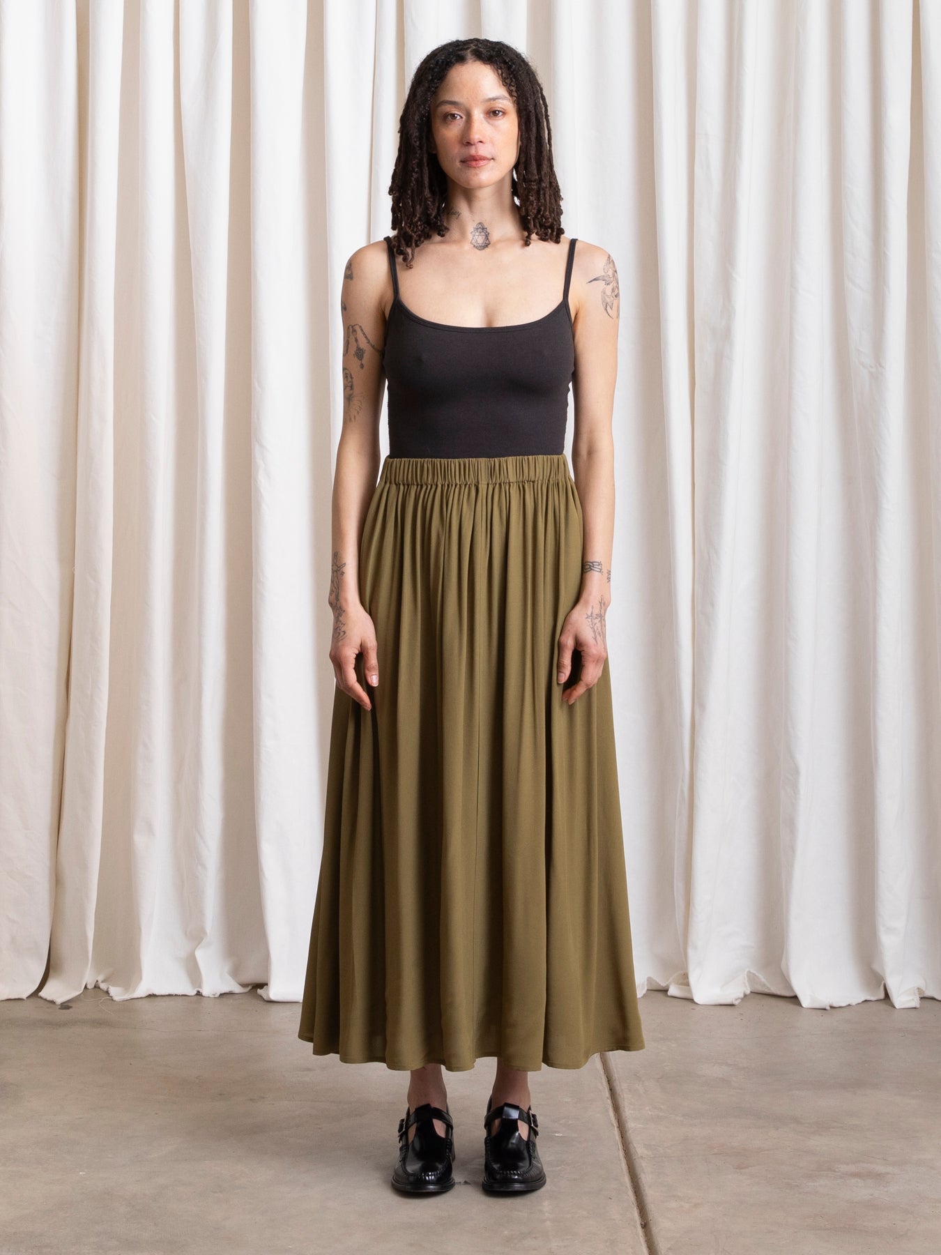 FULL SKIRT - OLIVE MATTE
