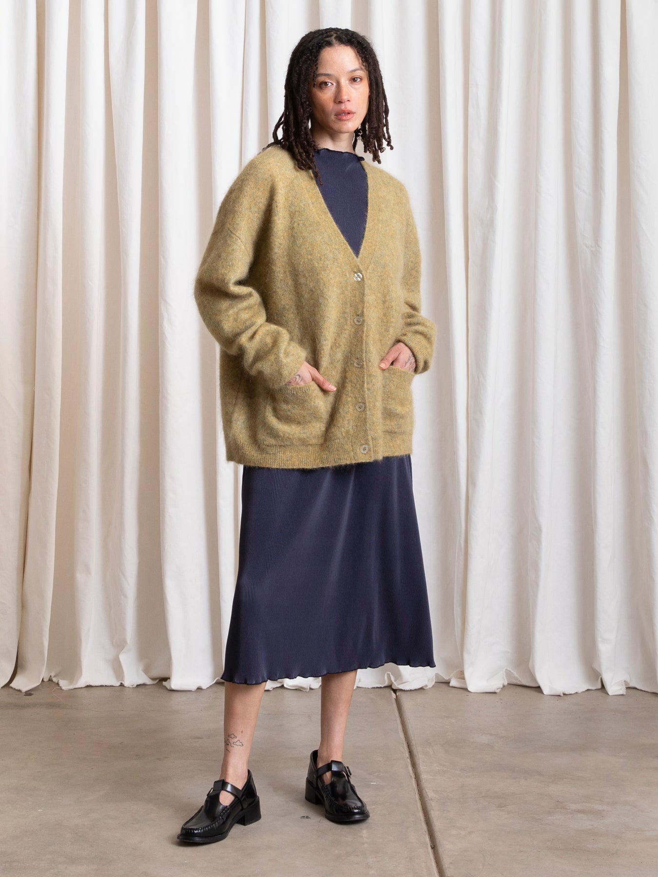 OVERSIZED MOHAIR CARDIGAN - OCHRE