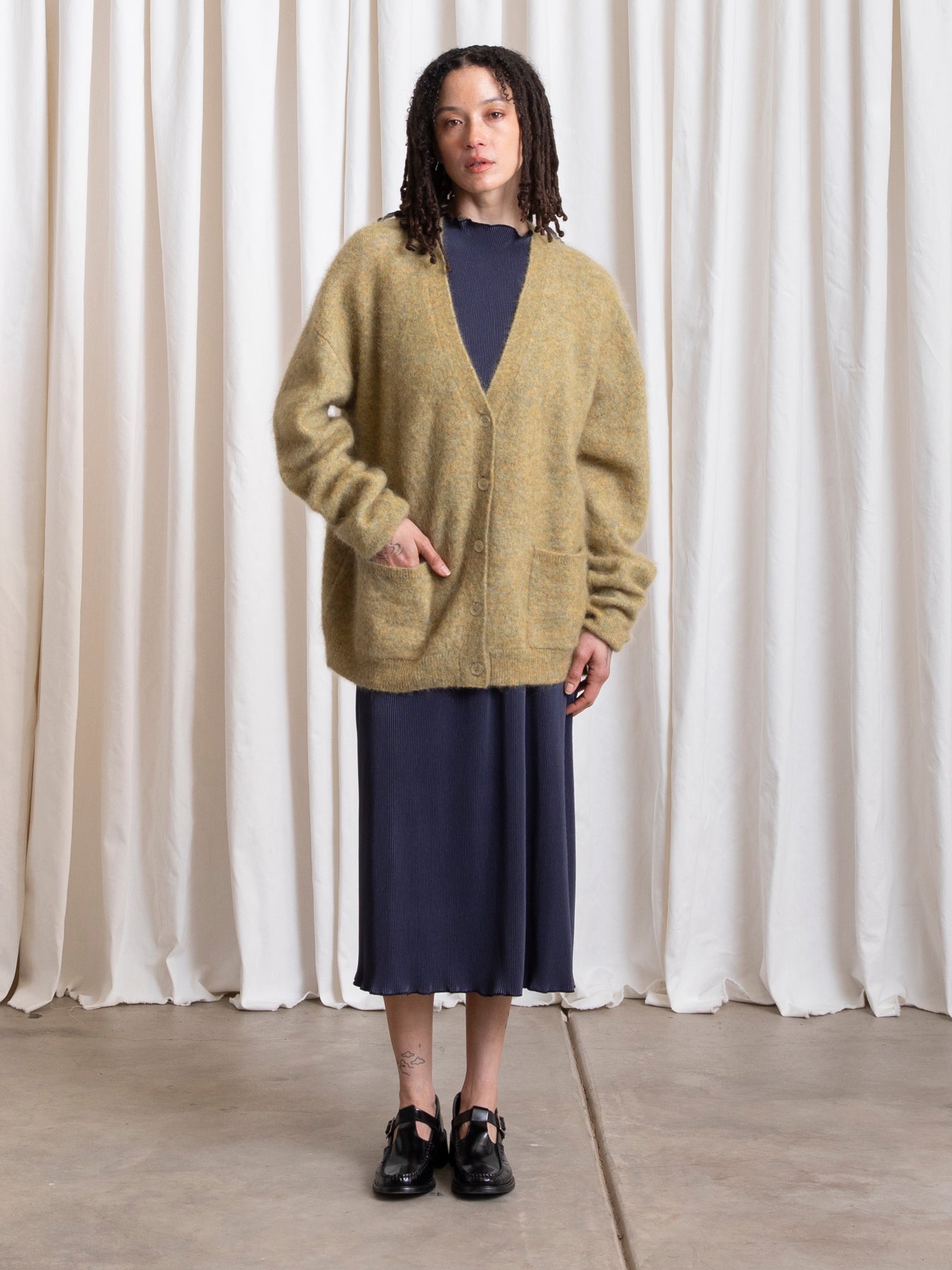 OVERSIZED MOHAIR CARDIGAN - OCHRE