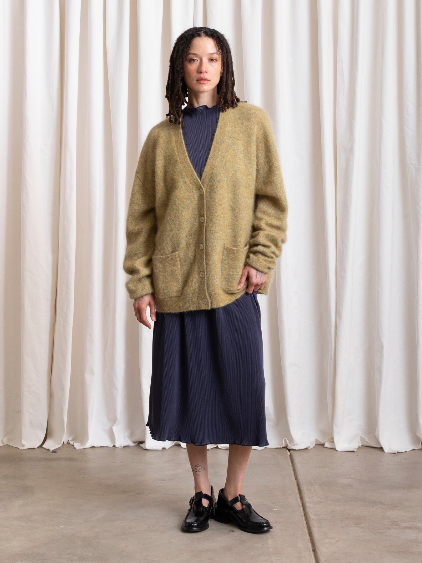 OVERSIZED MOHAIR CARDIGAN - OCHRE