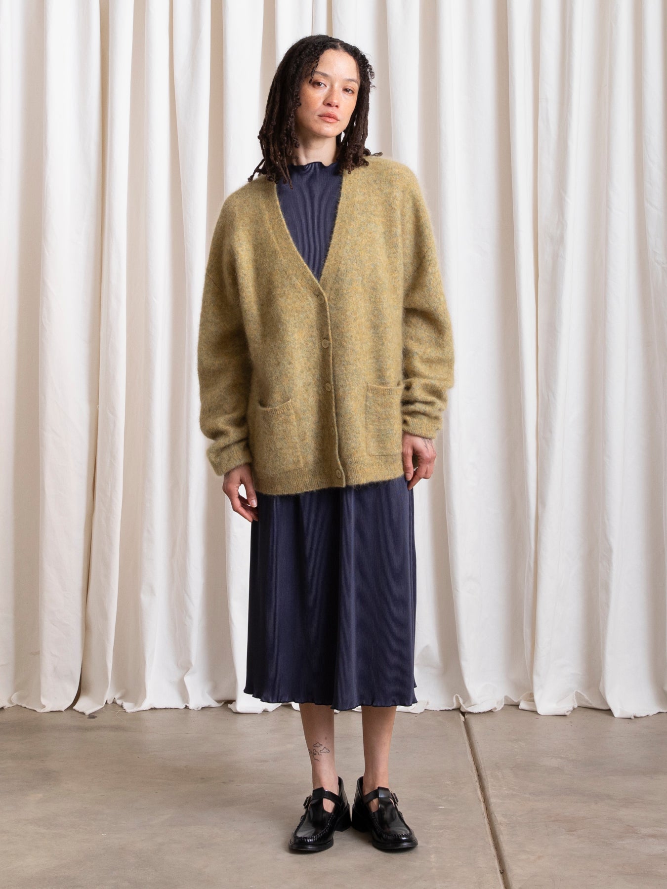 OVERSIZED MOHAIR CARDIGAN - OCHRE