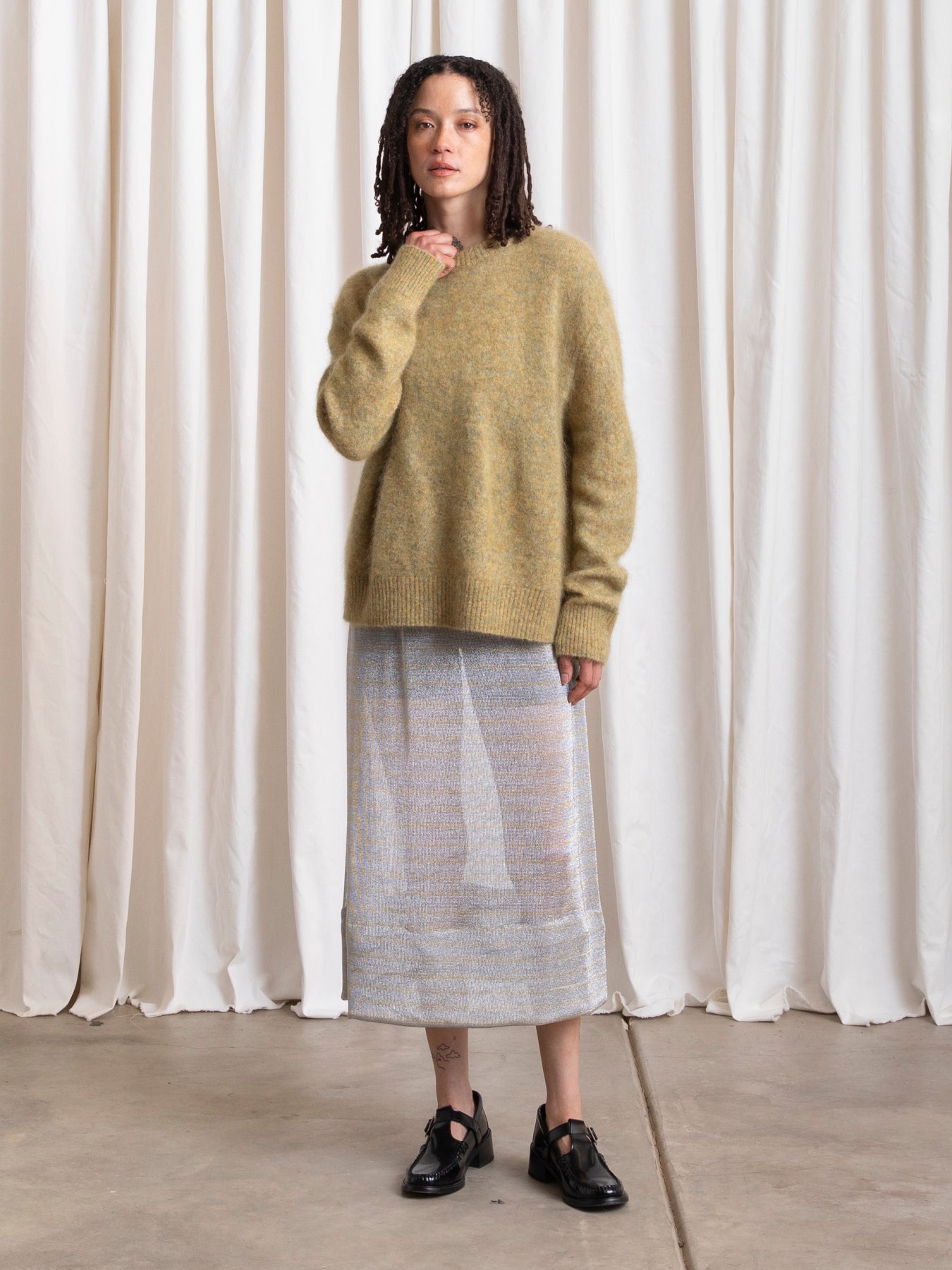 OVERSIZED MOHAIR PULLOVER - OCHRE
