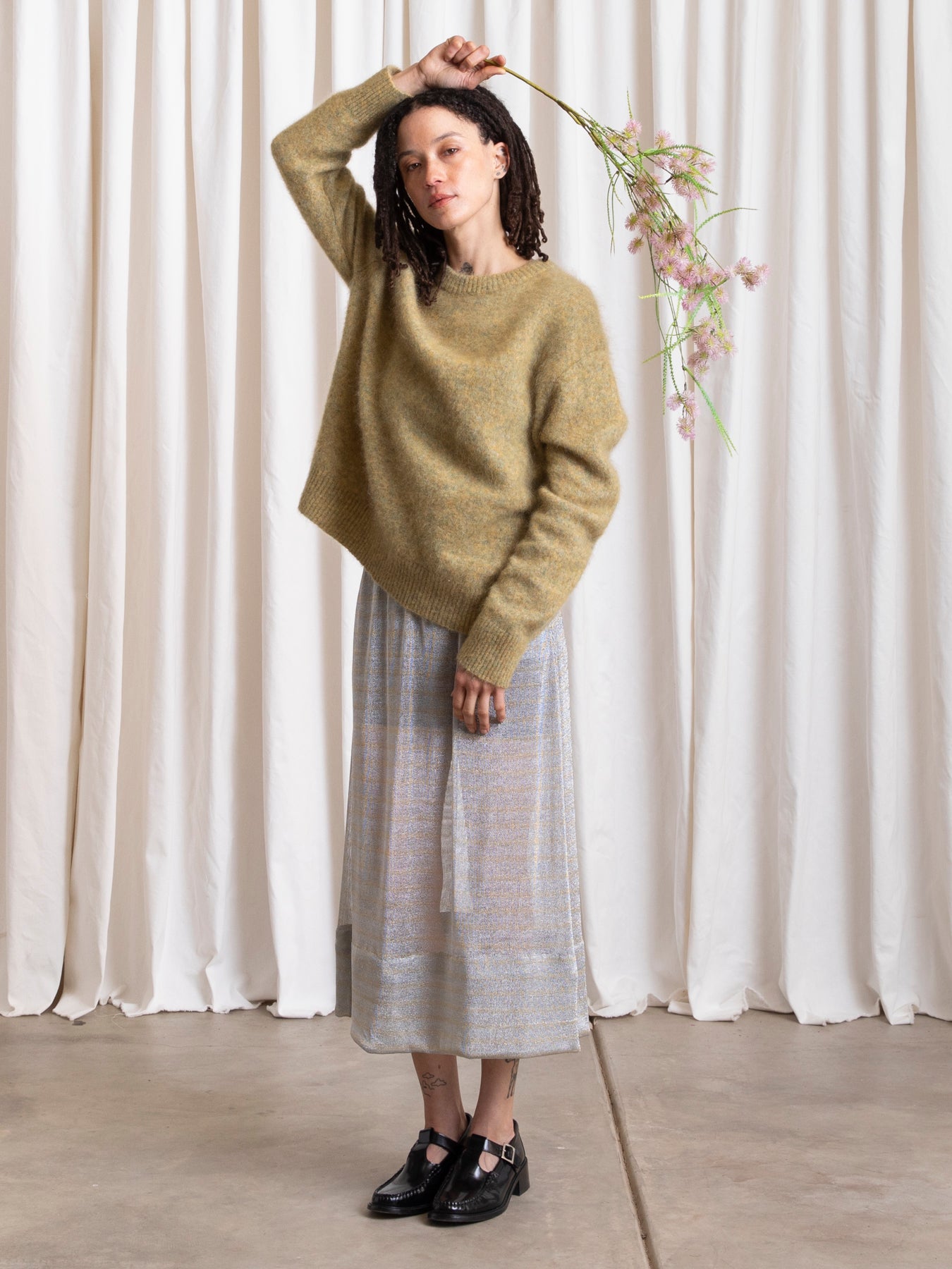 OVERSIZED MOHAIR PULLOVER - OCHRE
