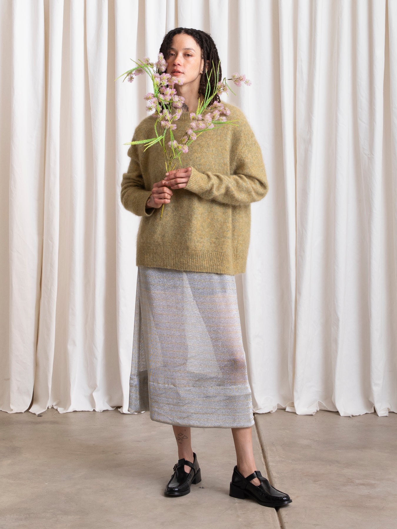 OVERSIZED MOHAIR PULLOVER - OCHRE