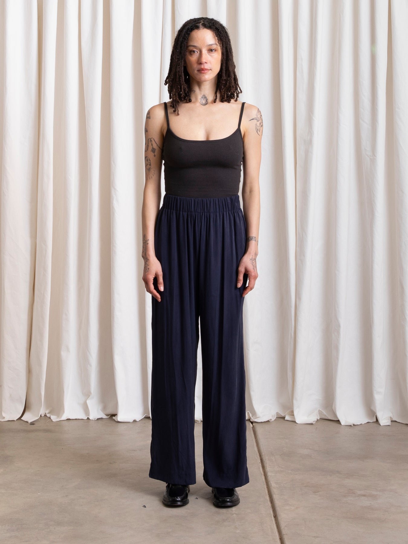 ELASTIC WAIST PANT - NAVY