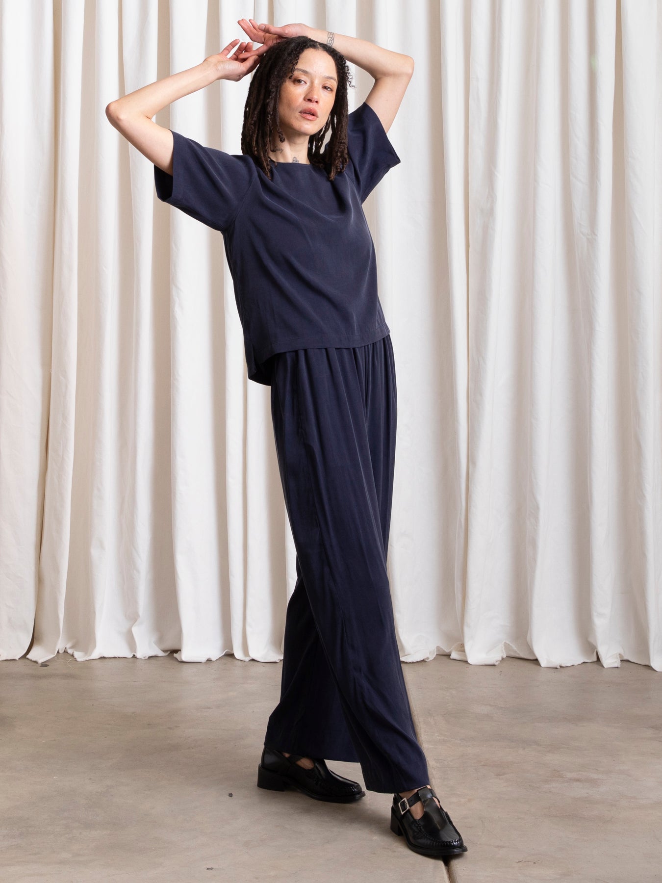 WOVEN T-SHIRT - NAVY