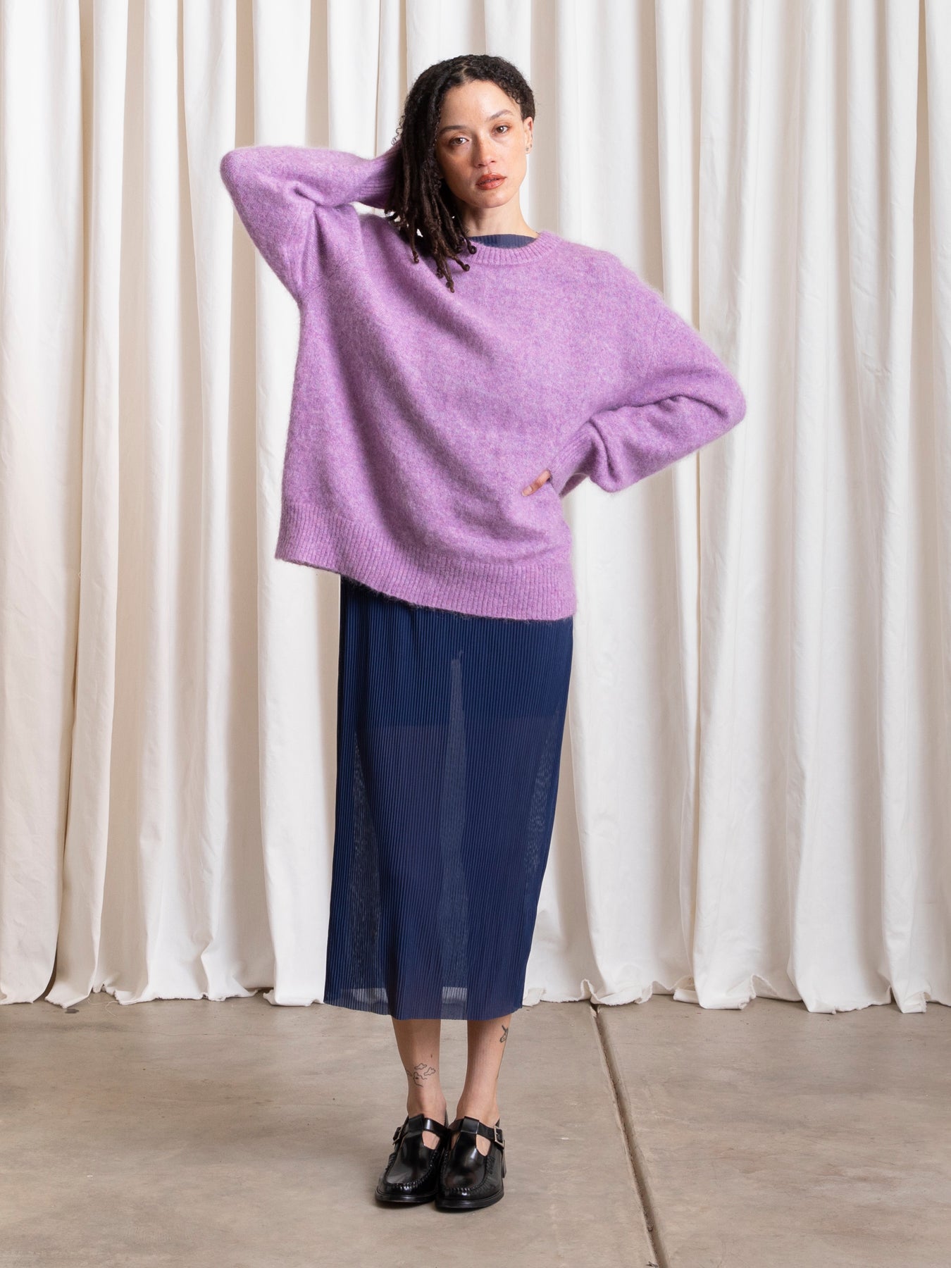 OVERSIZED MOHAIR PULLOVER -LILAC