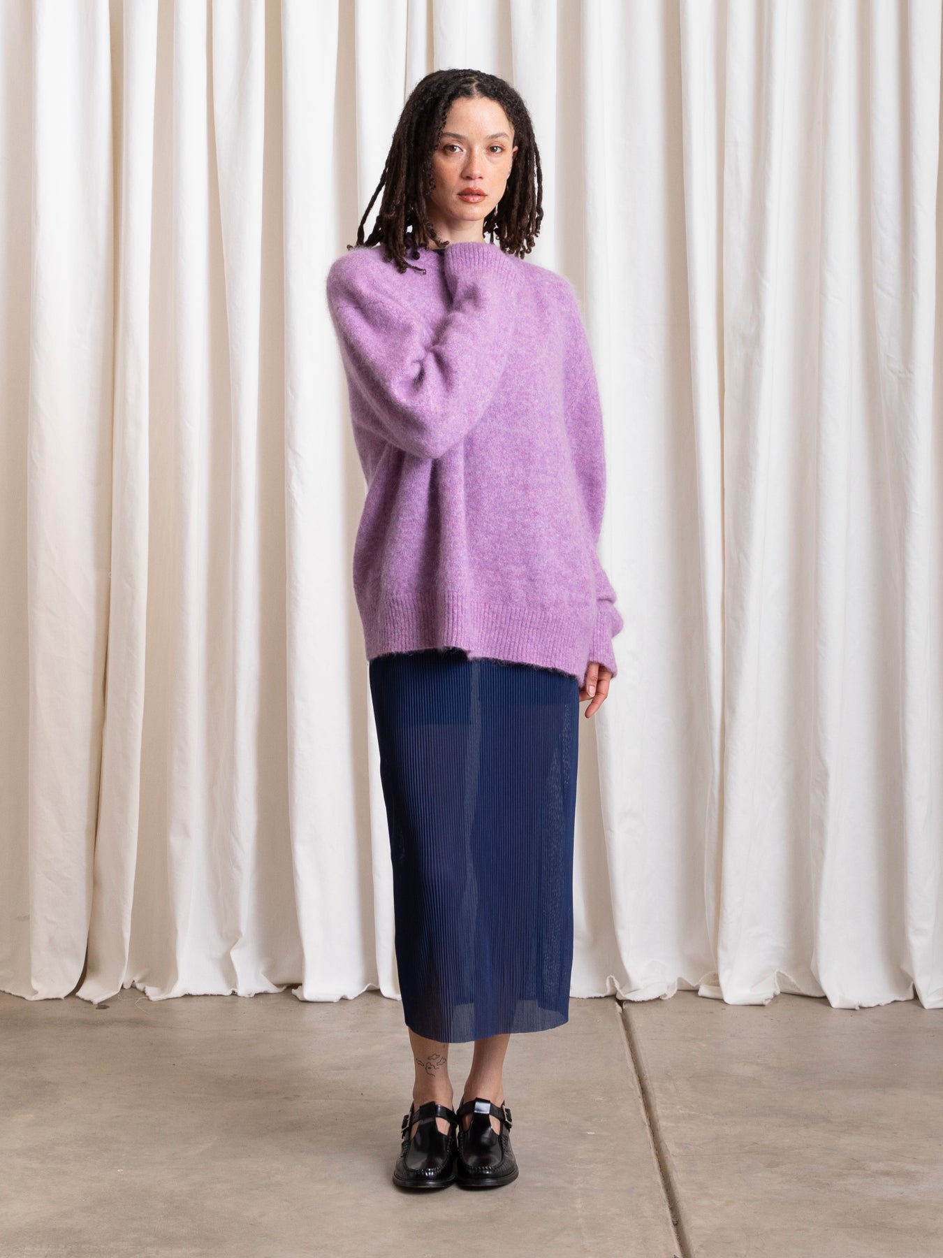 OVERSIZED MOHAIR PULLOVER -LILAC