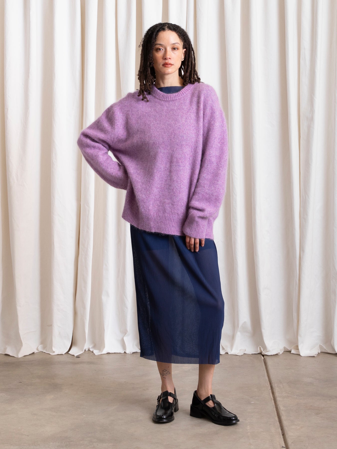 OVERSIZED MOHAIR PULLOVER -LILAC