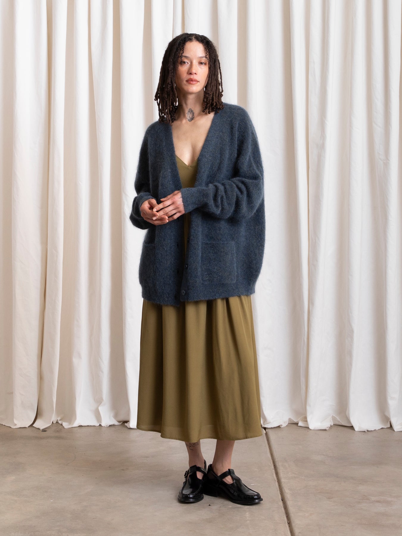 OVERSIZED MOHAIR CARDIGAN - OCEAN