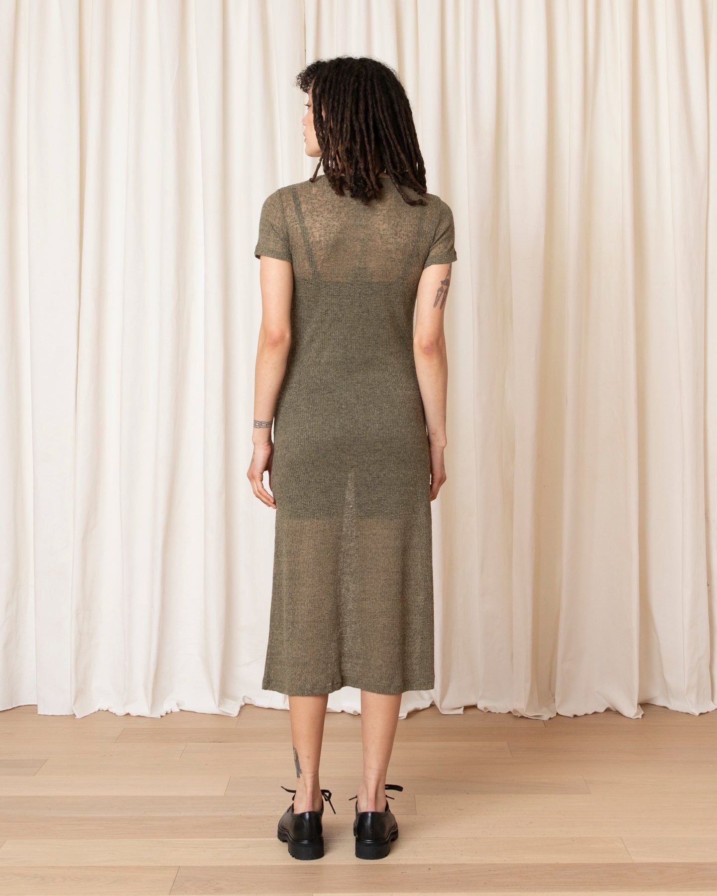 T-SHIRT DRESS - OLIVE MELANGE