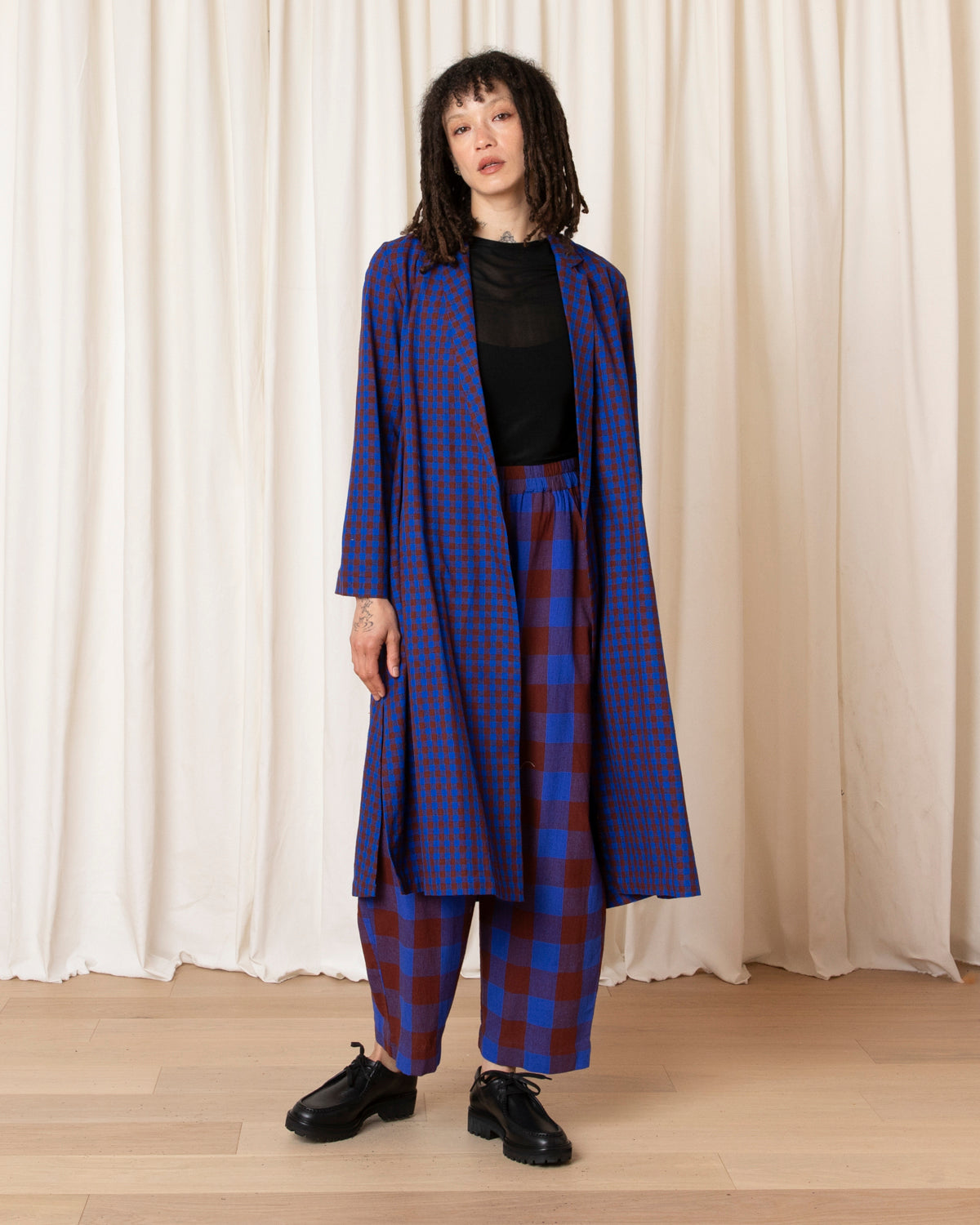 NOTCH JACKET - RUST/COBALT GINGHAM