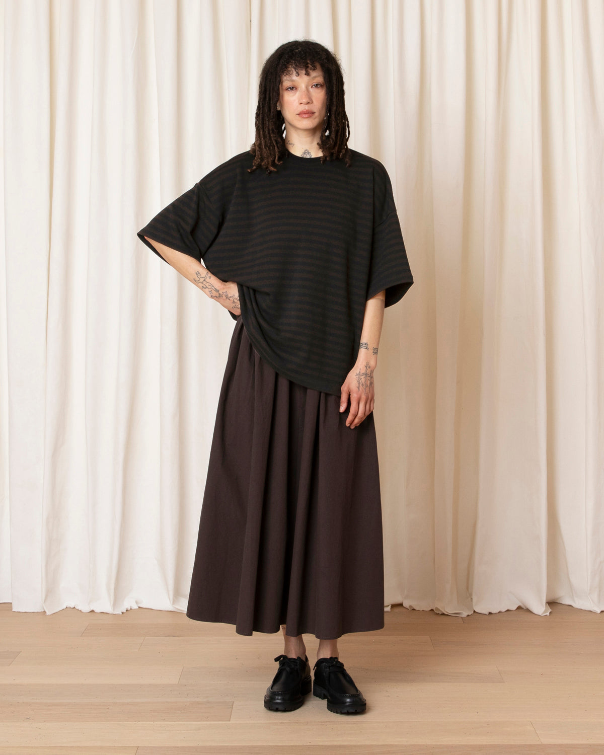 OVERSIZED T-SHIRT - BROWN/BLACK STRIPE