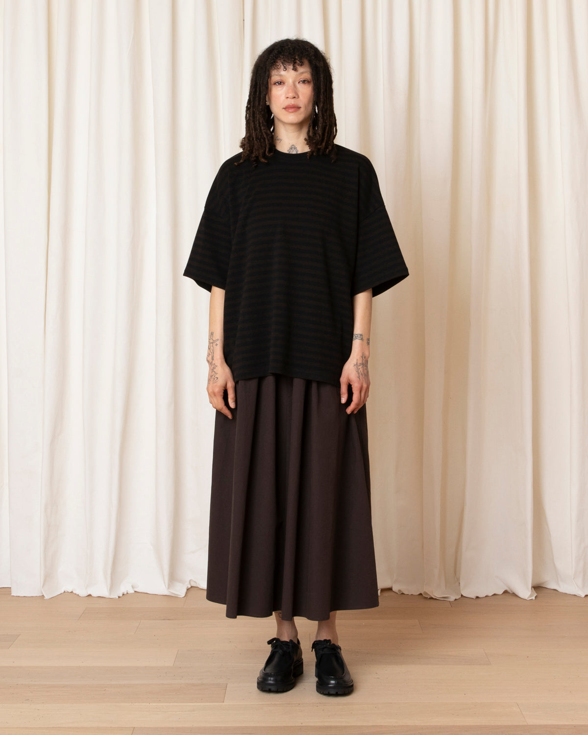 OVERSIZED T-SHIRT - BROWN/BLACK STRIPE