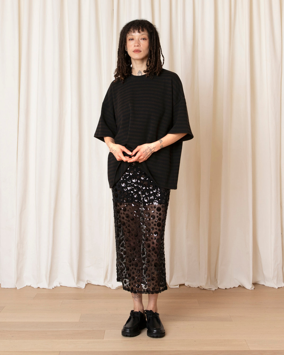 OVERSIZED T-SHIRT - BROWN/BLACK STRIPE