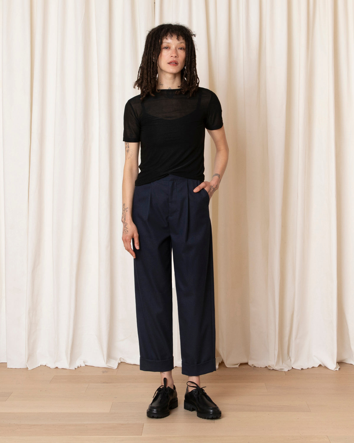 ROLL CUFF PANT - NAVY